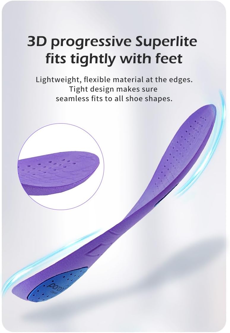 Insoles for Soccer Cleats Shock Absorption Arch Supports Anti-Slip Breathable for Men Women Boy Girl Kids-Purple (US8.5-9) - Image 7