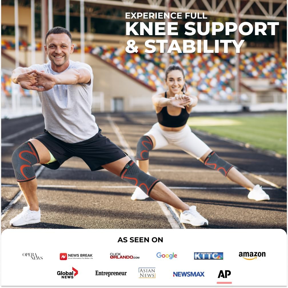 Modvel Compression Knee Brace for Women & Men - 2 Pack Knee Brace for Women Running Knee Pain, Knee Support Compression Sleeve, Workout Sports Knee Braces for Meniscus Tear ACL & Arthritis Pain Relief - Image 3