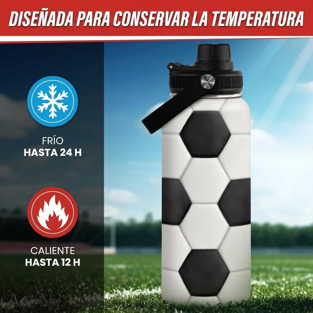 SANDJEST Soccer Water Bottle with Lid - 32oz Insulated Stainless Steel Sport Bottles - Men Soccer Player Fan Coach - Image 6