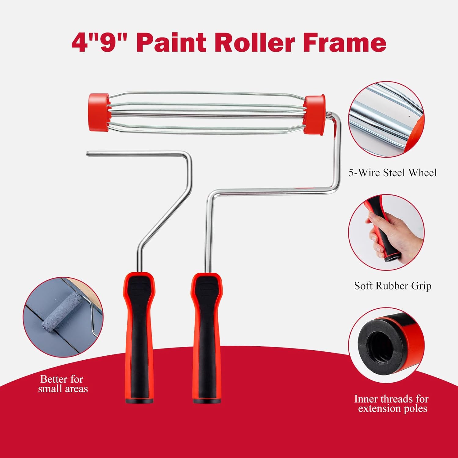 Mister Rui 22-Pc Paint Roller Kit with 4"&9" Rollers & Extension Pole | Complete Set with Tray, Liners, Roller Covers, Brushes, Tape and Drop Cloth. Ideal for Walls, Ceilings and Home Projects - Image 3