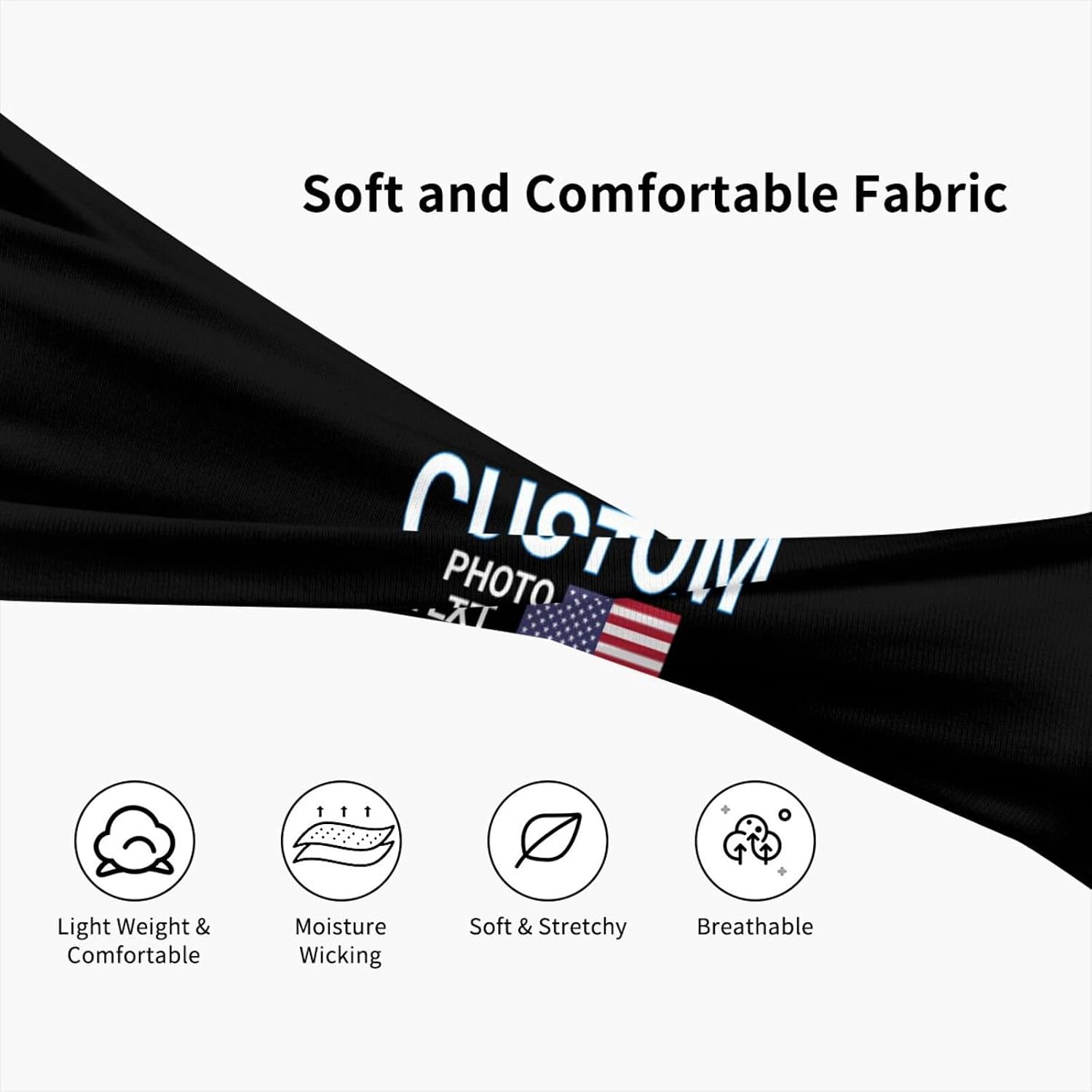 Custom Sports Headband Sweatband Bandana Add Your Photo Logo Text Number, Bulk Customized Unisex Sports Moisture Wicking Breathable Elastic - Image 4