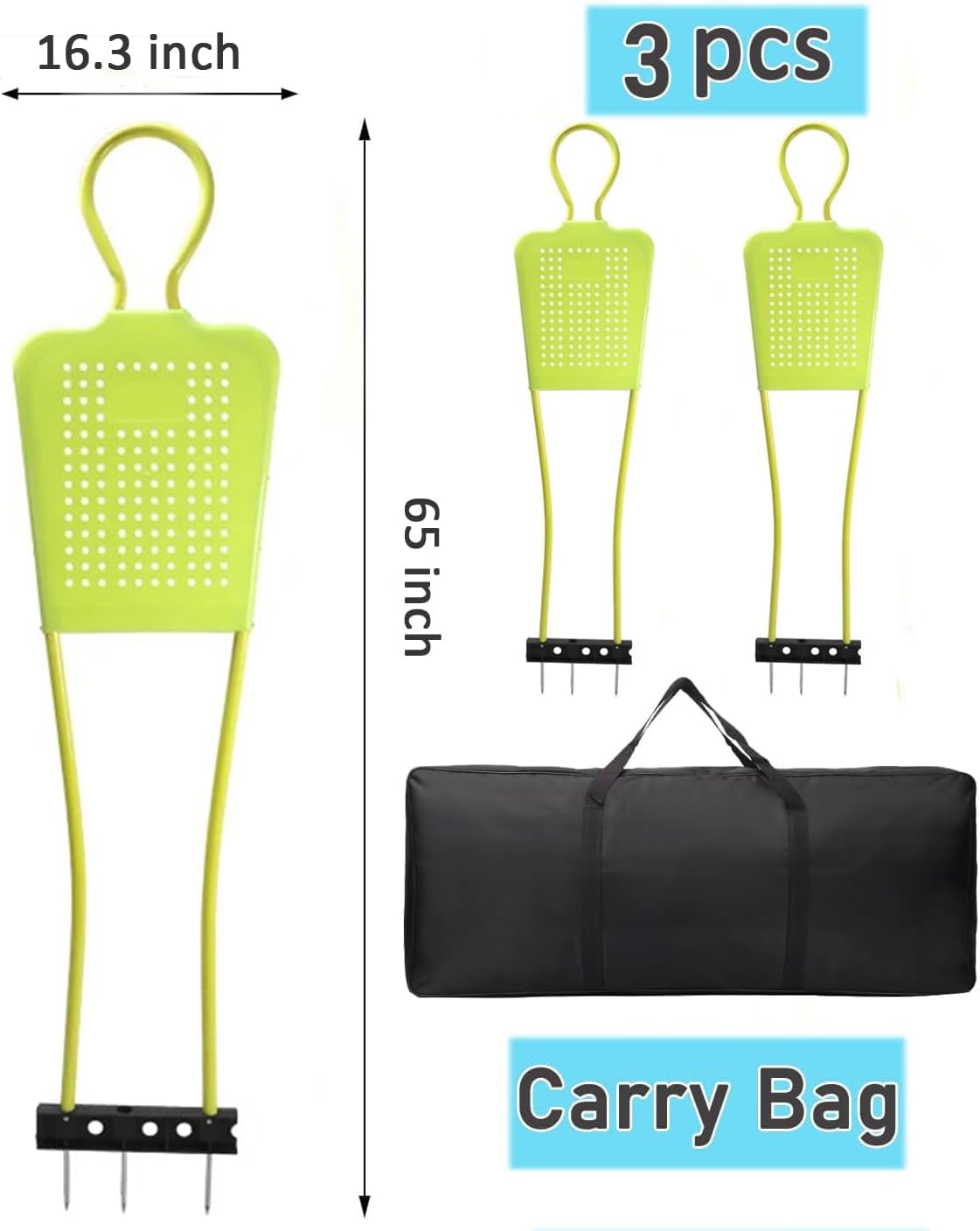 Soccer Mannequin for Training - 3 Pcs 65 Inch Soccer Dummies,Durable PVC Soccer Mannequins with Carry Bag, Soccer Free Kick Wall (Fluorescent Green) - Image 2