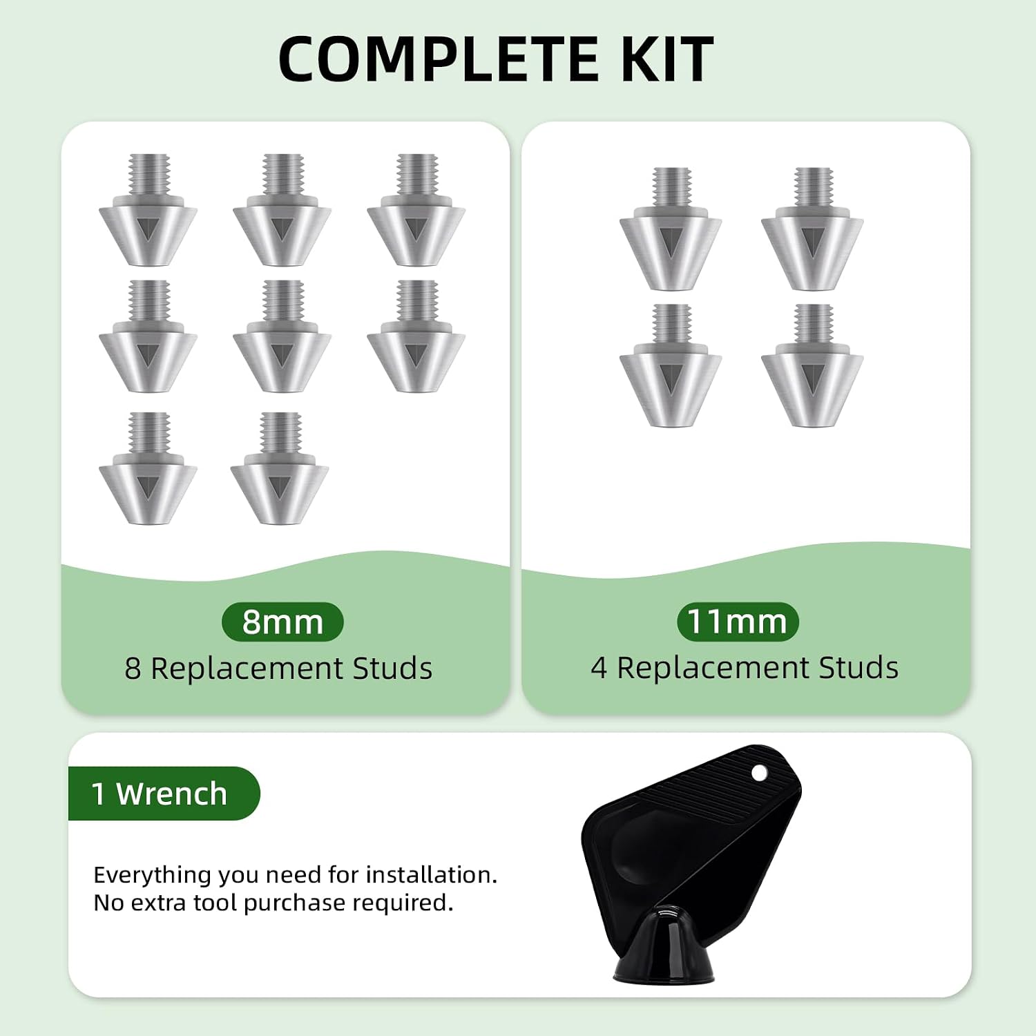 Soccer SG Studs, 12PCS Aluminum Screw-in Cleat Spikes for Soft Ground, with Wrench, Compatible with adidas & M6 Thread Football Boots - Image 6