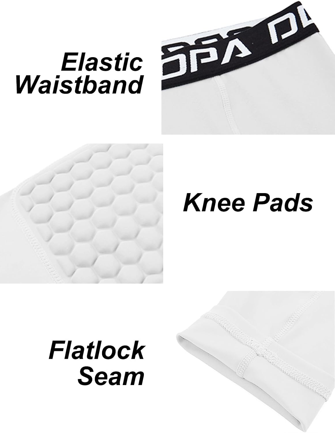 DEVOROPA Youth Boys' Compression Pants with Knee Pads 3/4 Basketball Athletic Tights Quick Dry Sports Workout Leggings - Image 6