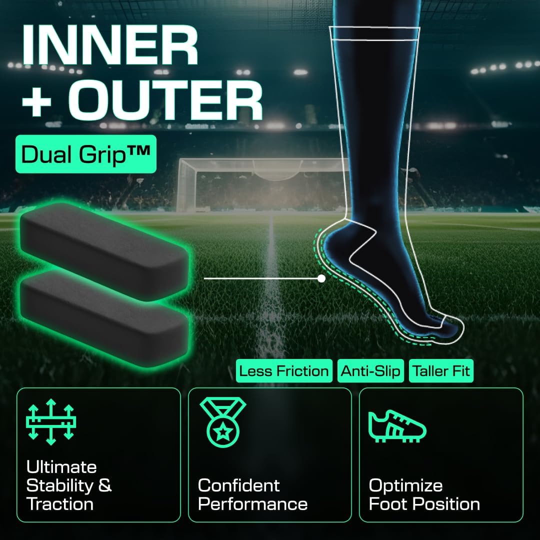 LUX Sports Knee-High Soccer Grip Socks | Full-length coverage with non-slip pads, cushioned comfort and a secure cleat fit - Image 2