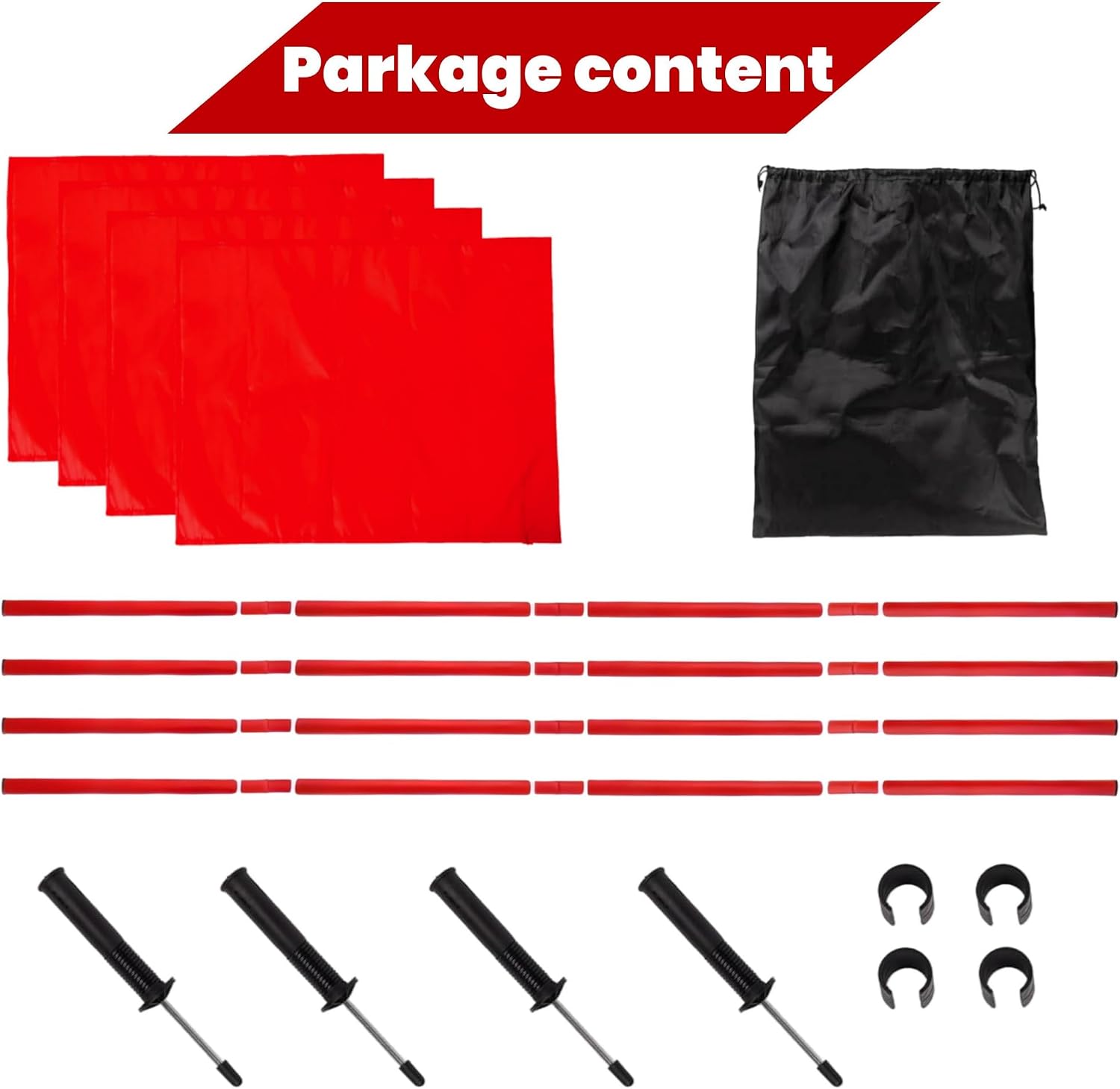 5FT Soccer Corner Flags for Soccer Field Set of 4, With Storage Bag (Red) | Soccer Flags Agility Poles Soccer Training Poles,Spring Loaded Adjustable Speed and Agility Training Equipment - Image 8