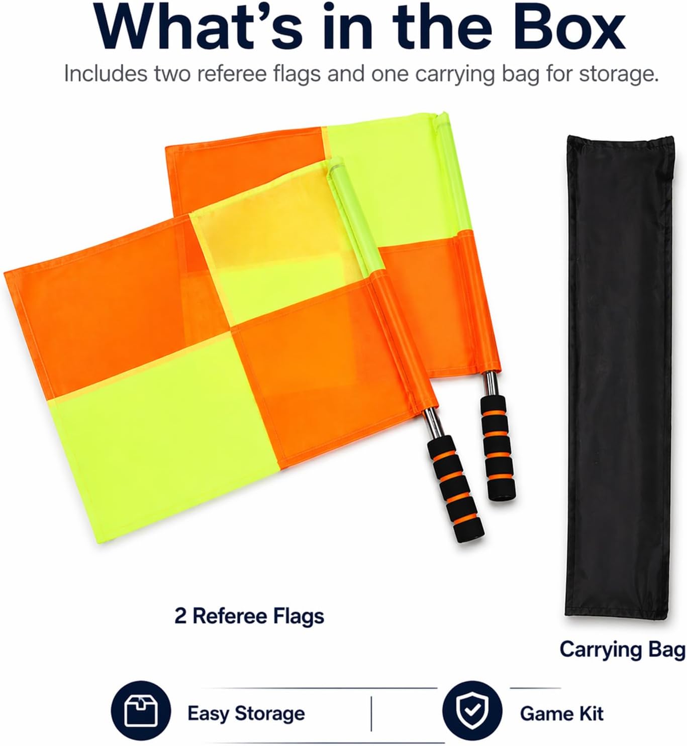 Soccer Referee Flags 2 Pack, 18 in Linesman Flags with Storage Bag | 2 soccer referee linesman flags with 18 in handles, orange yellow panels, ABS foam grips and storage bag - Image 6