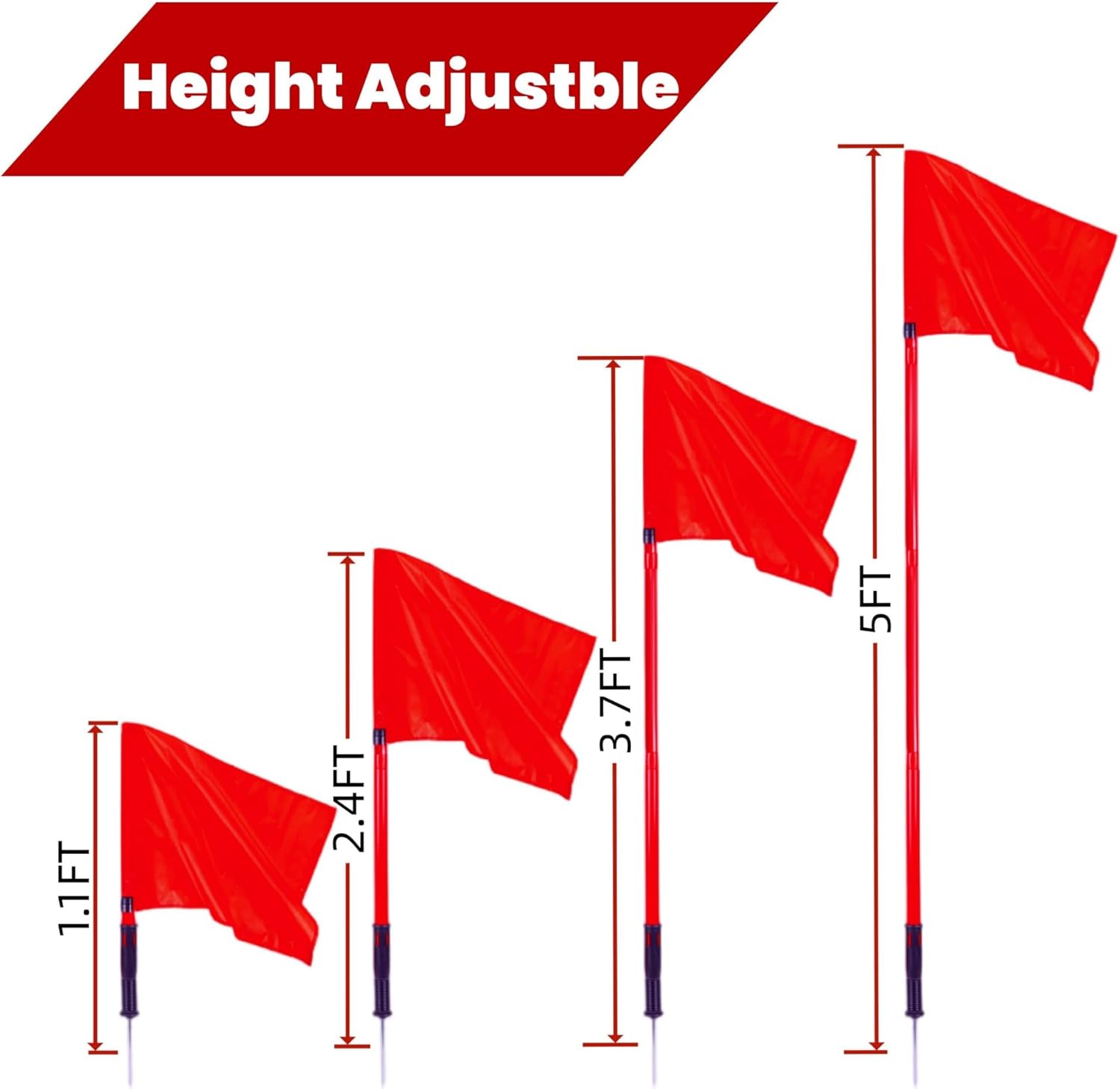 5FT Soccer Corner Flags for Soccer Field Set of 4, With Storage Bag (Red) | Soccer Flags Agility Poles Soccer Training Poles,Spring Loaded Adjustable Speed and Agility Training Equipment - Image 7