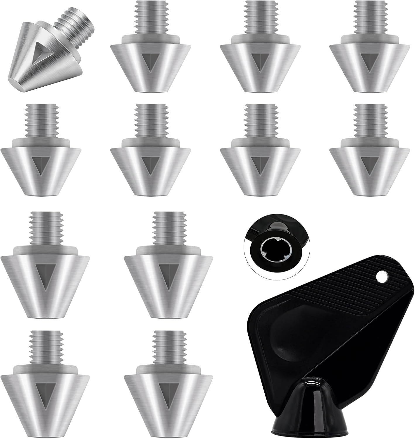 Soccer SG Studs, 12PCS Aluminum Screw-in Cleat Spikes for Soft Ground, with Wrench, Compatible with adidas & M6 Thread Football Boots