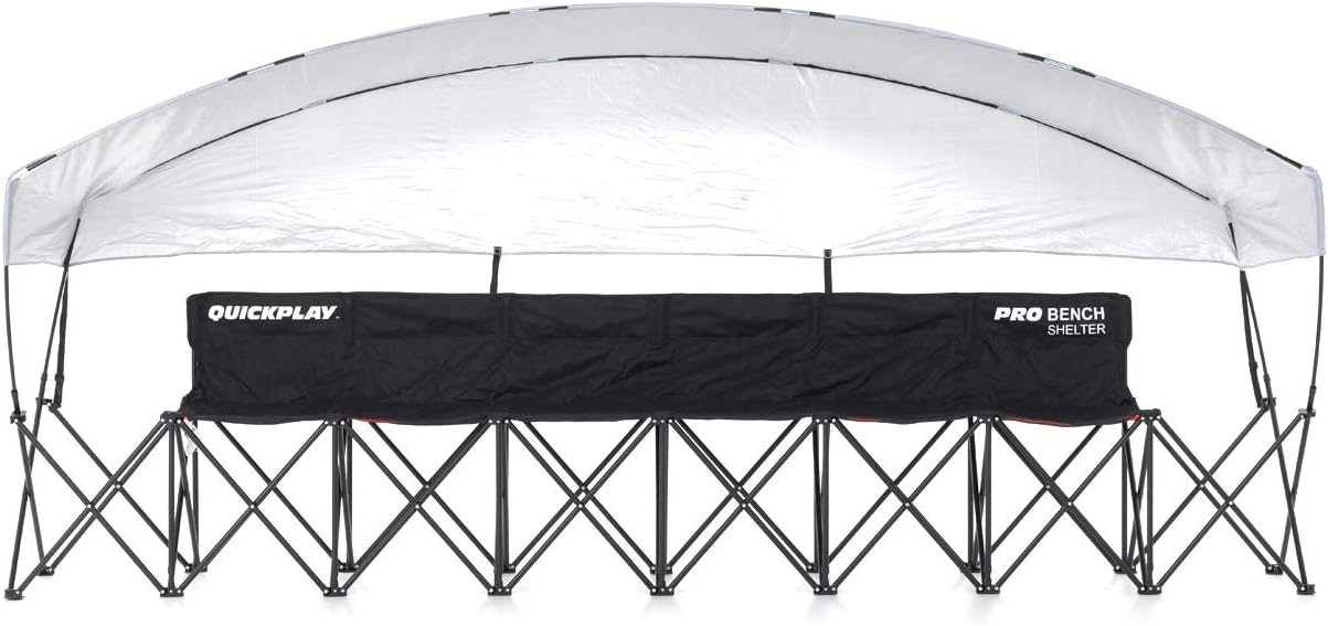 QUICKPLAY Pro 6-Seater Team Bench with Canopy Shelter - Sideline | Seats 6 with sun & rain roof, Folds flat for transport, Sturdy steel frame, Carry bag included, For games & events - Image 8