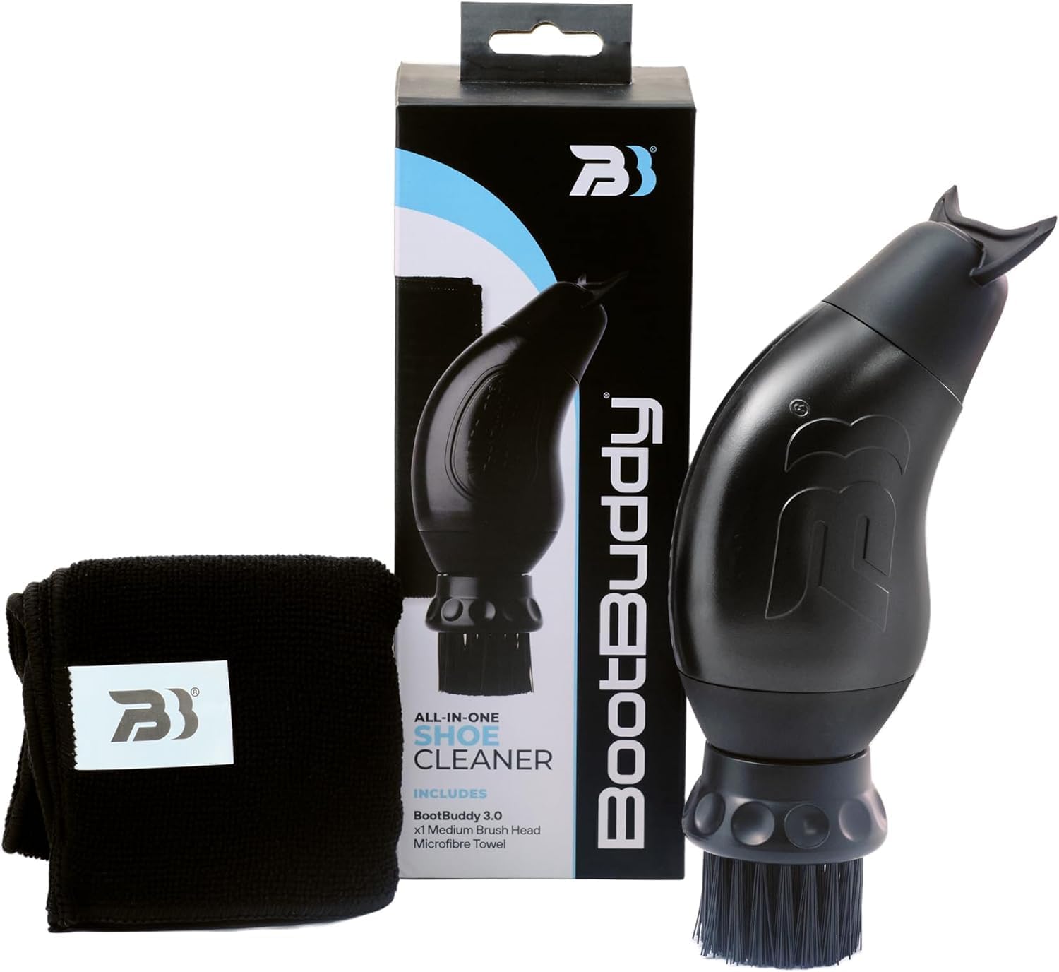 BootBuddy Cleat & Boot Cleaner Brush, Black | For Soccer Cleats, Golf Shoes, Baseball Cleats & Hiking Boots, Removes Mud, Dirt & Stains in Seconds