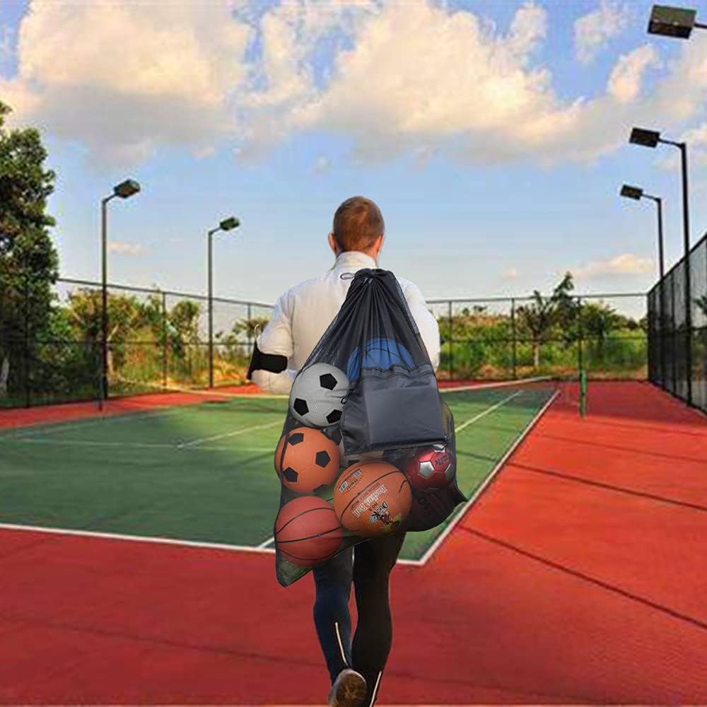 Extra Large Mesh Ball Bag,Drawstring Bags Sports Soccer Ball Bag Holding Basketball, Volleyball, Baseball, Swimming Gear | Drawstring Bags, Sports Soccer Ball Bag, Zipper Pocket, Holding Basketball, Volleyball, Baseball, Swimming Gear - Image 2