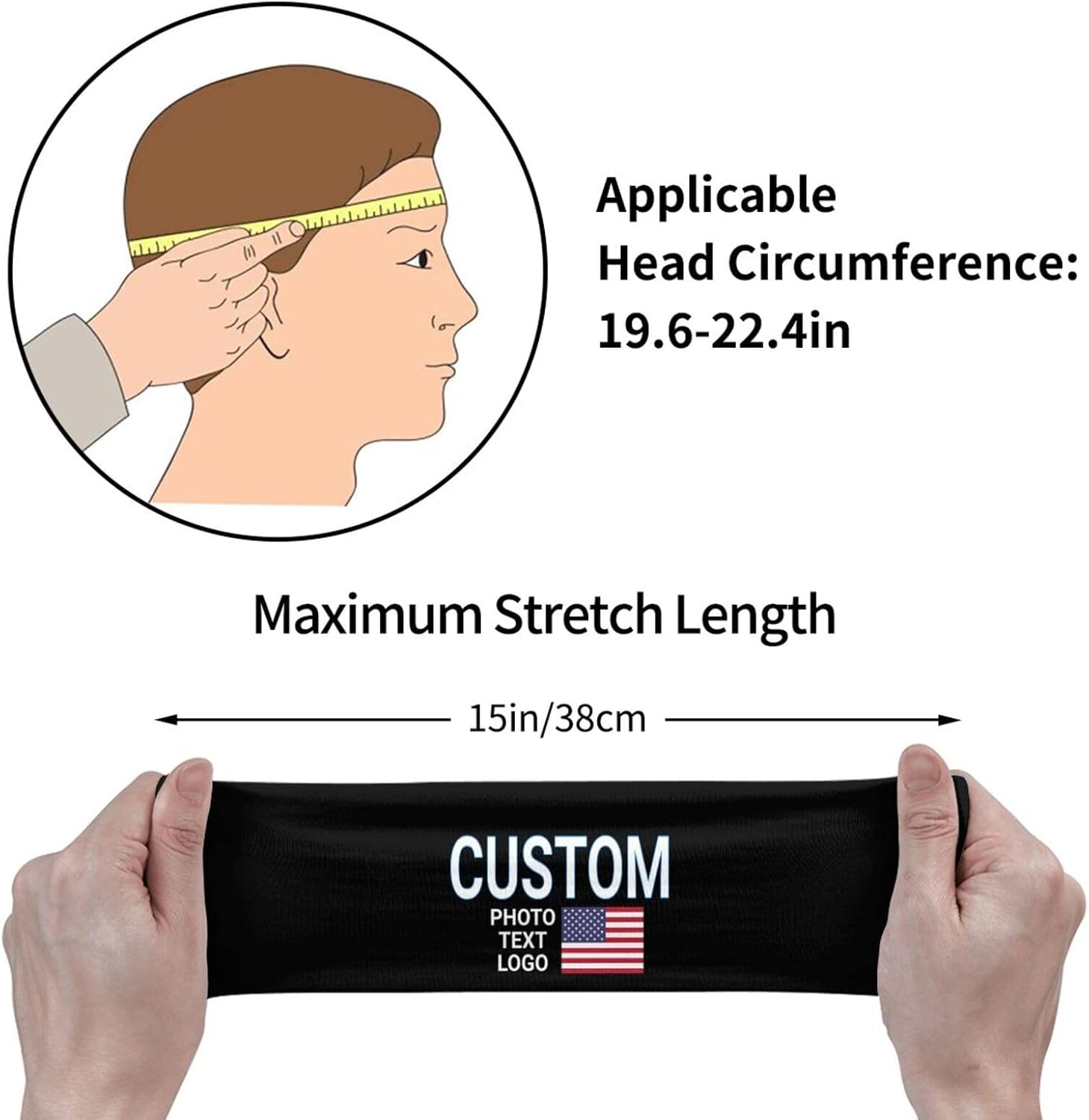 Custom Sports Headband Sweatband Bandana Add Your Photo Logo Text Number, Bulk Customized Unisex Sports Moisture Wicking Breathable Elastic - Image 3