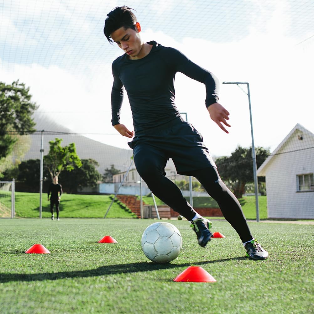 GHB Soccer Cones 25/50/100 Pack Disc Soccer Sport Cones Training Field Marker Agility Cones for Traffic, Basketball, Coaching, Practice Equipment Includes Cone Drills Guide - Image 8