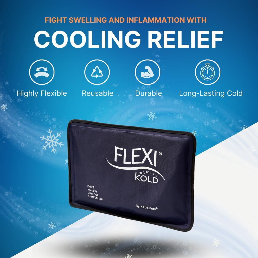 FlexiKold Gel Soft Flexible Ice Packs for Injuries - Reusable Freezer Cold Pack, Cold Compress & Cooling Gel Pad for Face, Shoulder, Hip, Leg, Arm, Ankle & Foot Injury - Medium - 7.5” x 11” - Image 3