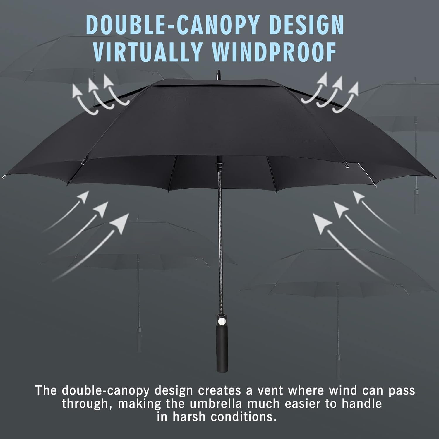 ZOMAKE Golf Umbrella, Large Oversize Windproof Heavy Duty Umbrellas for Rain, Extra Large 62/68/72 INCH XL Sports Umbrella for Soccer Baseball Games, 2 Person Family Outdoor Use - Image 3