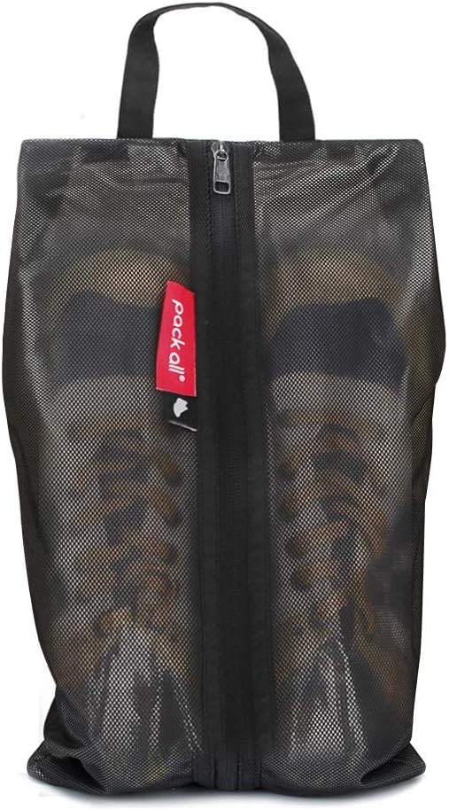 pack all Shoe Bag for Travel, Water-Resistant Shoe Pouch for Sports | Odor-Resistant, Dustproof, Portable, Soccer Cleats & Gym Storage, Fits Up to Size 11, 1 Pack, Black