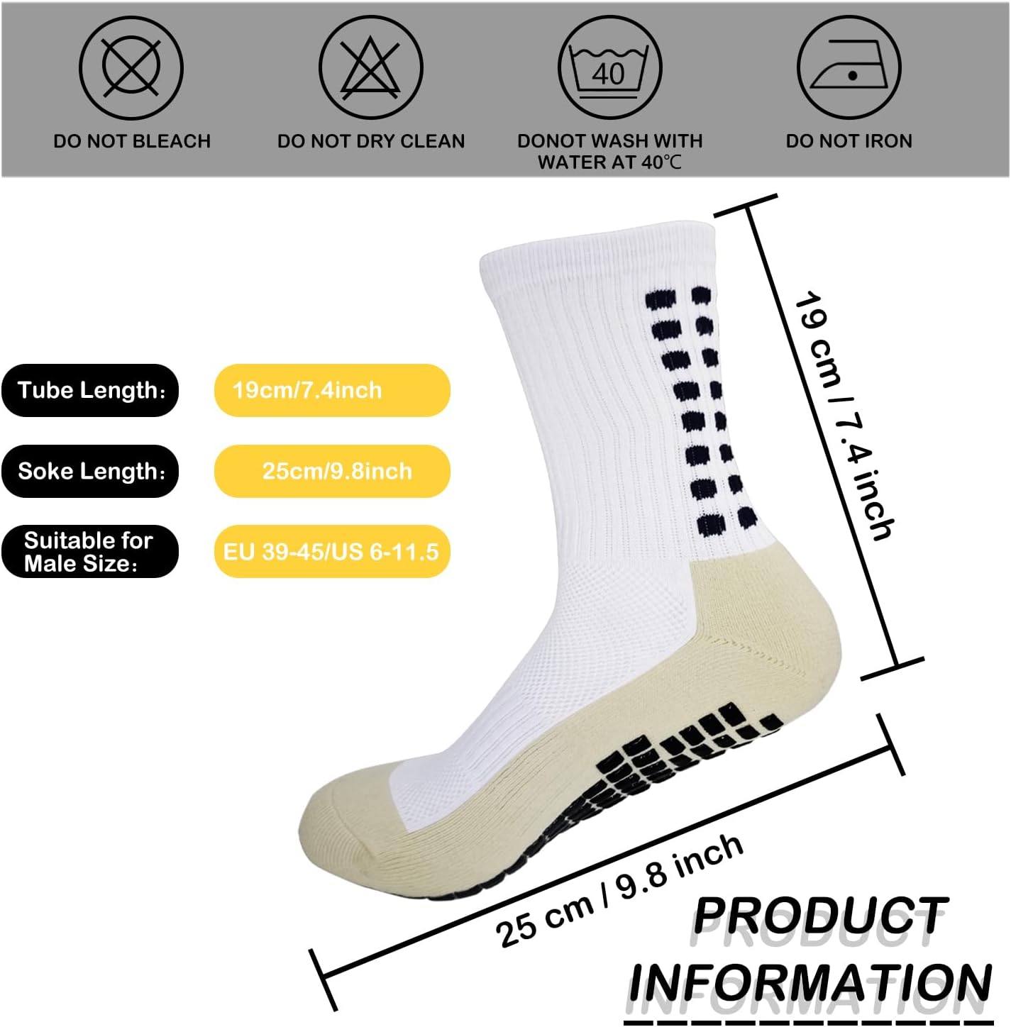 5 Pairs Soccer Grip Socks Men: Non Slip Grippy Socks for Football Sports | Arch Support Anti-Slip Engineered for Performance and Comfort for Soccer, Basketball Athletic Running - Image 4