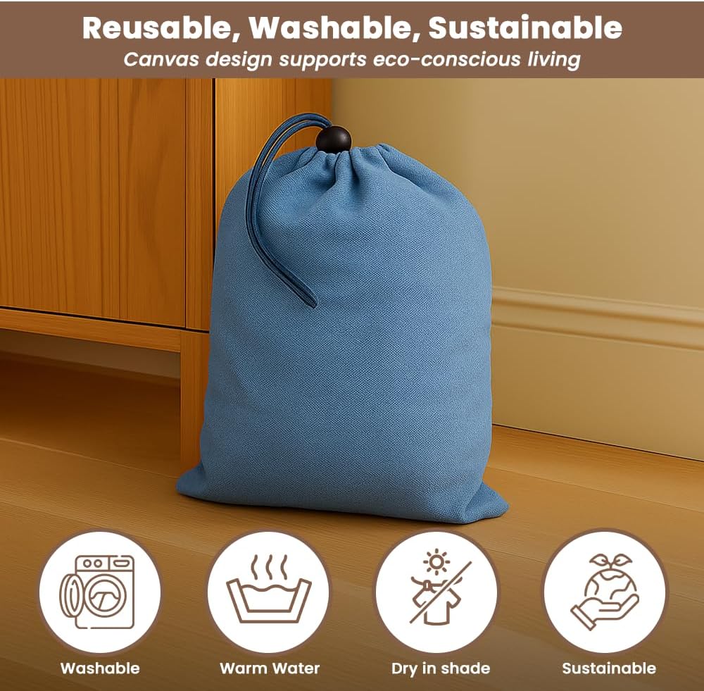 LFH Cotton Rich Shoe Storage Bags with Drawstring, Breathable Reusable Organizer, Perfect For Travel, Dorm, Hotel, College, Gym, Easy to Carry, Machine Washable 12"x17" (Pack of 2) - Sky Blue - Image 8