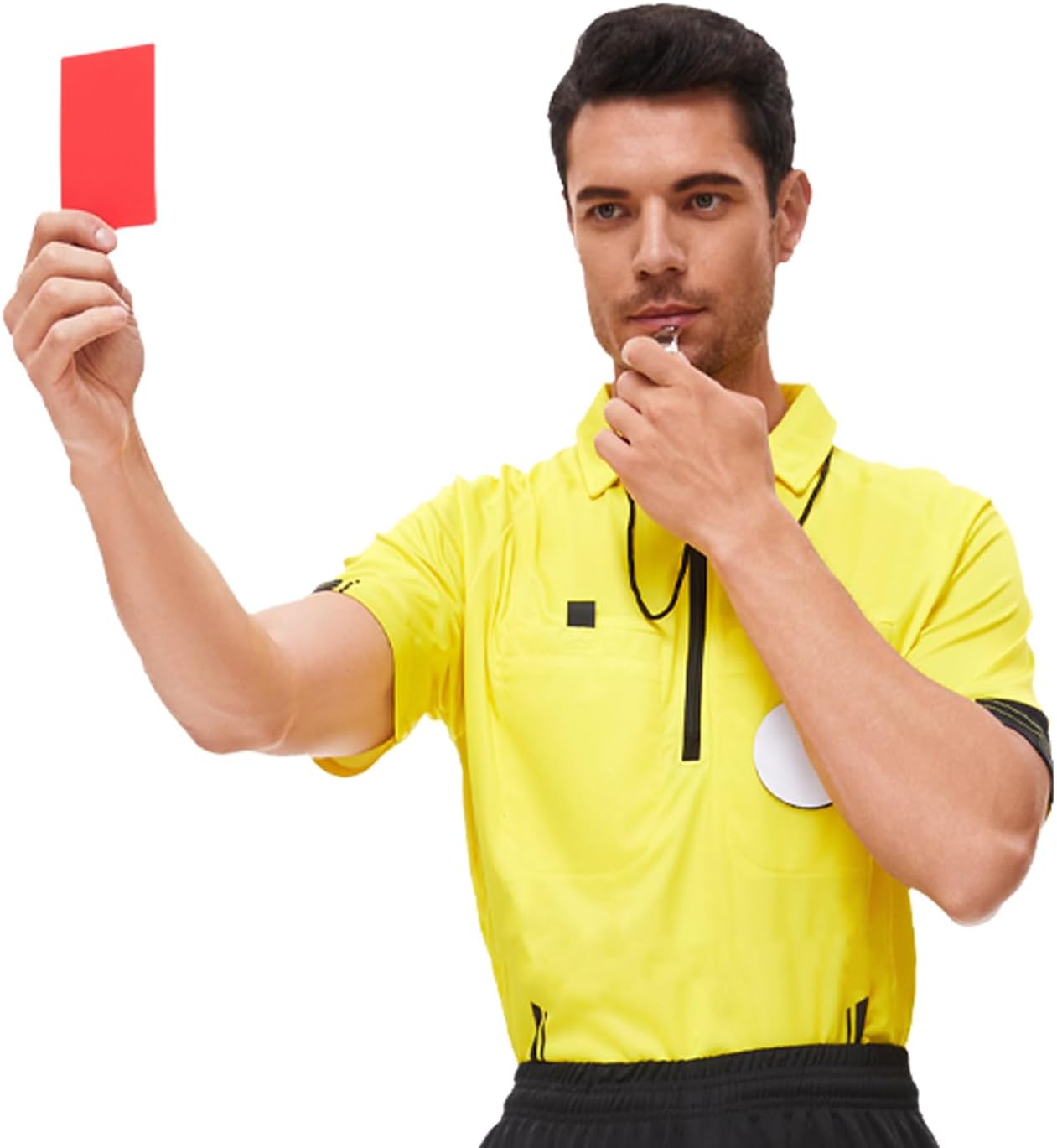 redgino Soccer Referee Kit 2 Pcs Checkered Linesman Soccere Flags, Red Yellow Ref Cards with Notebook and Pencil,Coach Stainless Steel Whistles with Storage Bag - Image 6