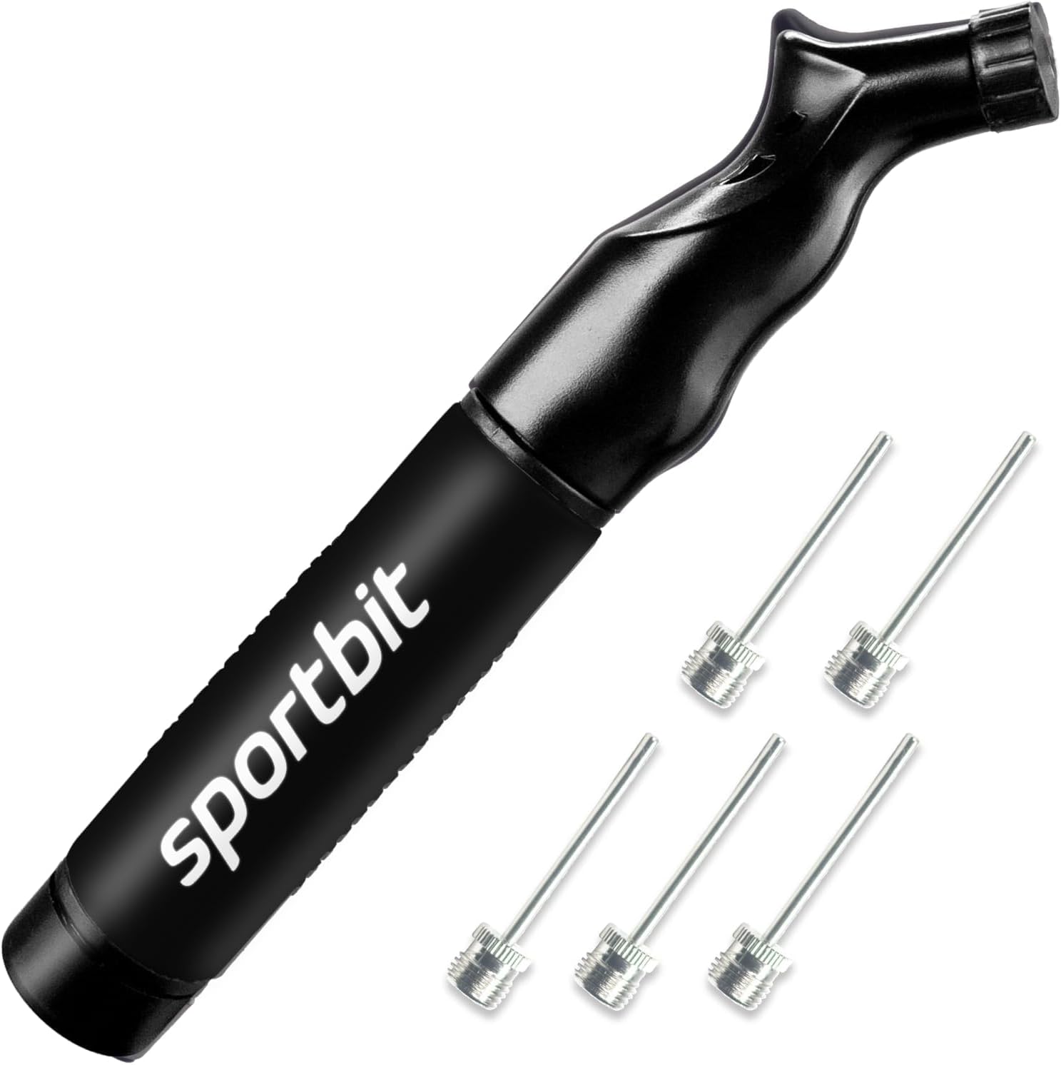 SPORTBIT Ball Pump for Sports Balls - Push & Pull Inflating System - Hand Pump for Exercise Balls - Volleyball Pump, Basketball Inflator, Ball Air Pump - Goes with 5 Needles Set