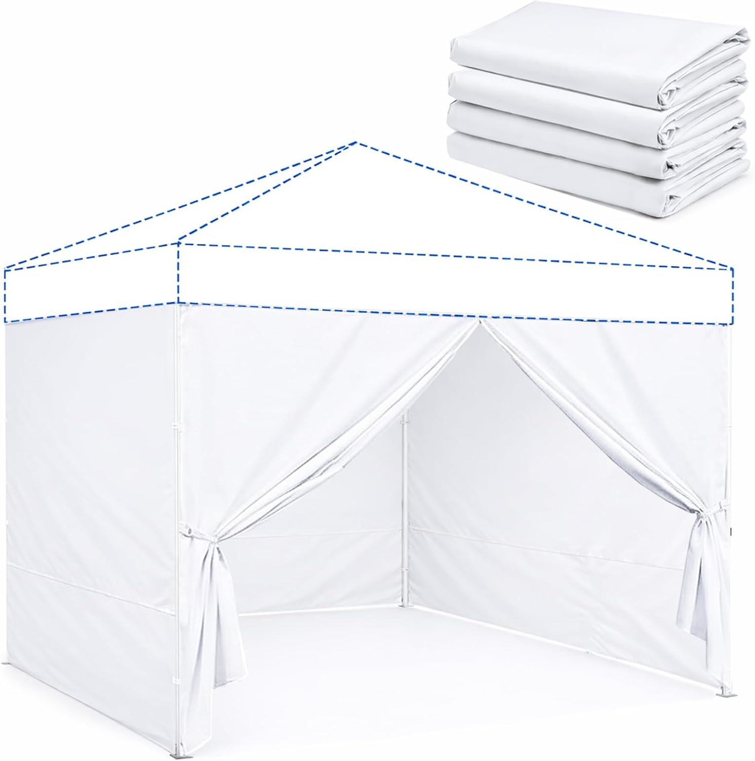 10 x 10 Canopy Sidewalls, 4 Pack Pop Up Canopy Walls, White | Sidewalls Only, Fits 10x10 Straight Leg Frames, 300D Oxford Fabric, Zipper Connections, Hook & Loop Straps