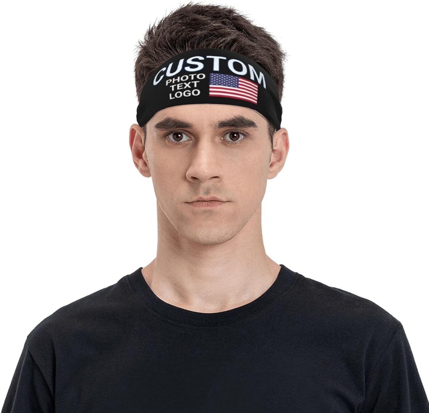 Custom Sports Headband Sweatband Bandana Add Your Photo Logo Text Number, Bulk Customized Unisex Sports Moisture Wicking Breathable Elastic - Image 7