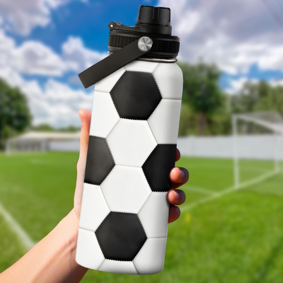 SANDJEST Soccer Water Bottle with Lid - 32oz Insulated Stainless Steel Sport Bottles - Men Soccer Player Fan Coach - Image 7