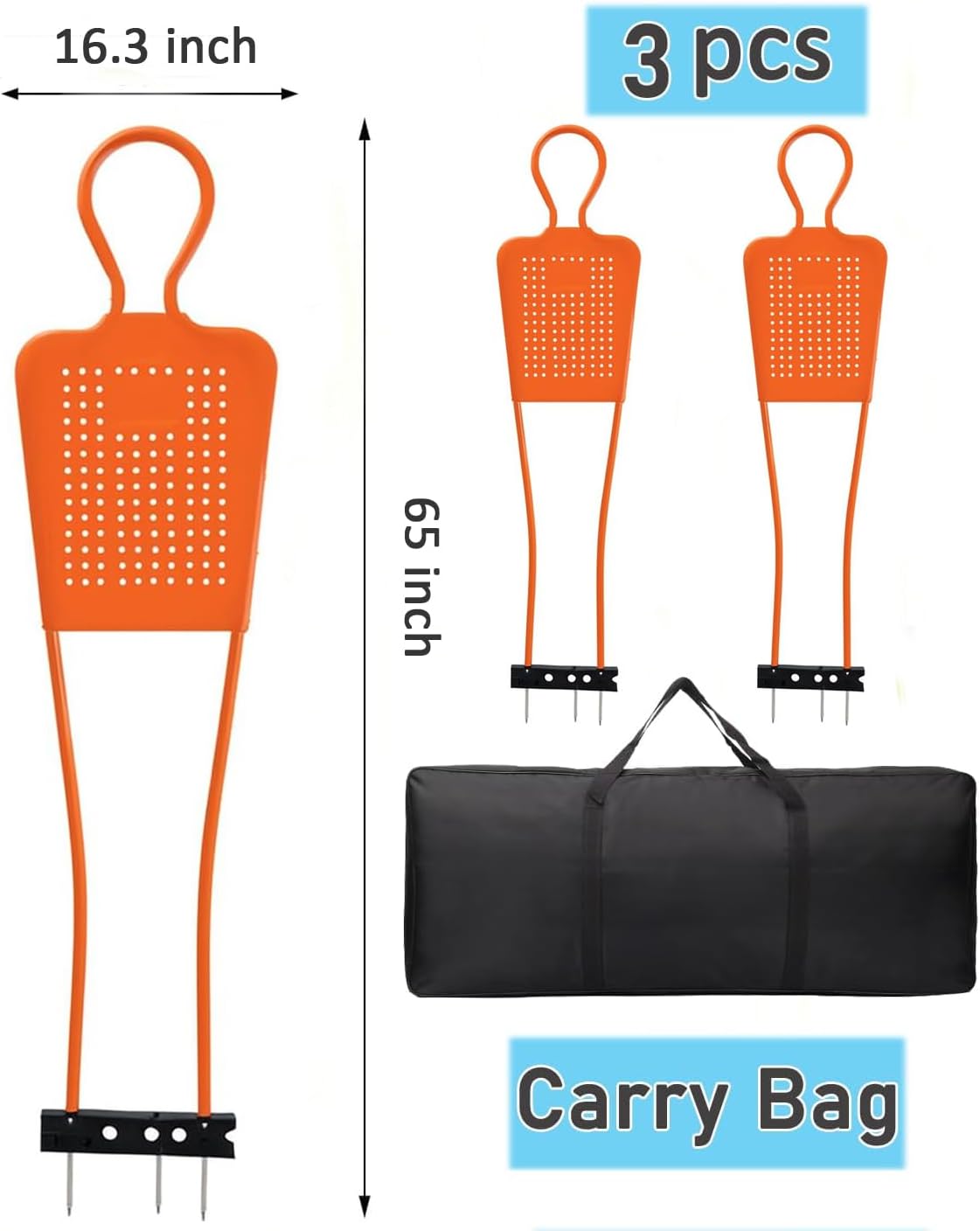 Soccer Mannequin for Training - 3 Pcs 65 Inch Soccer Dummies,Durable PVC Soccer Mannequins with Carry Bag, Soccer Free Kick Wall (Orange) - Image 2
