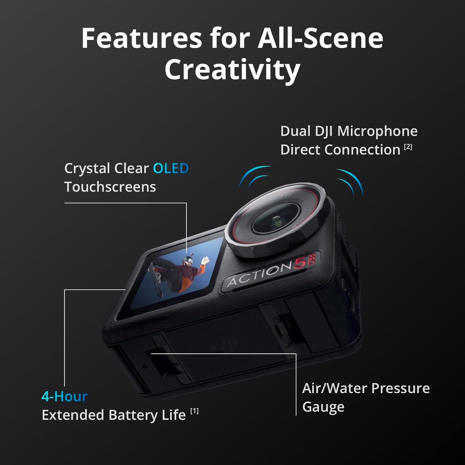 DJI Osmo Action 5 Pro Essential Combo, Waterproof Action Camera | 1/1.3" Sensor, 4K/120fps Video, Subject Tracking, Stabilization, Dual OLED Touchscreens, 47GB Storage, Vlogging Camera - Image 4