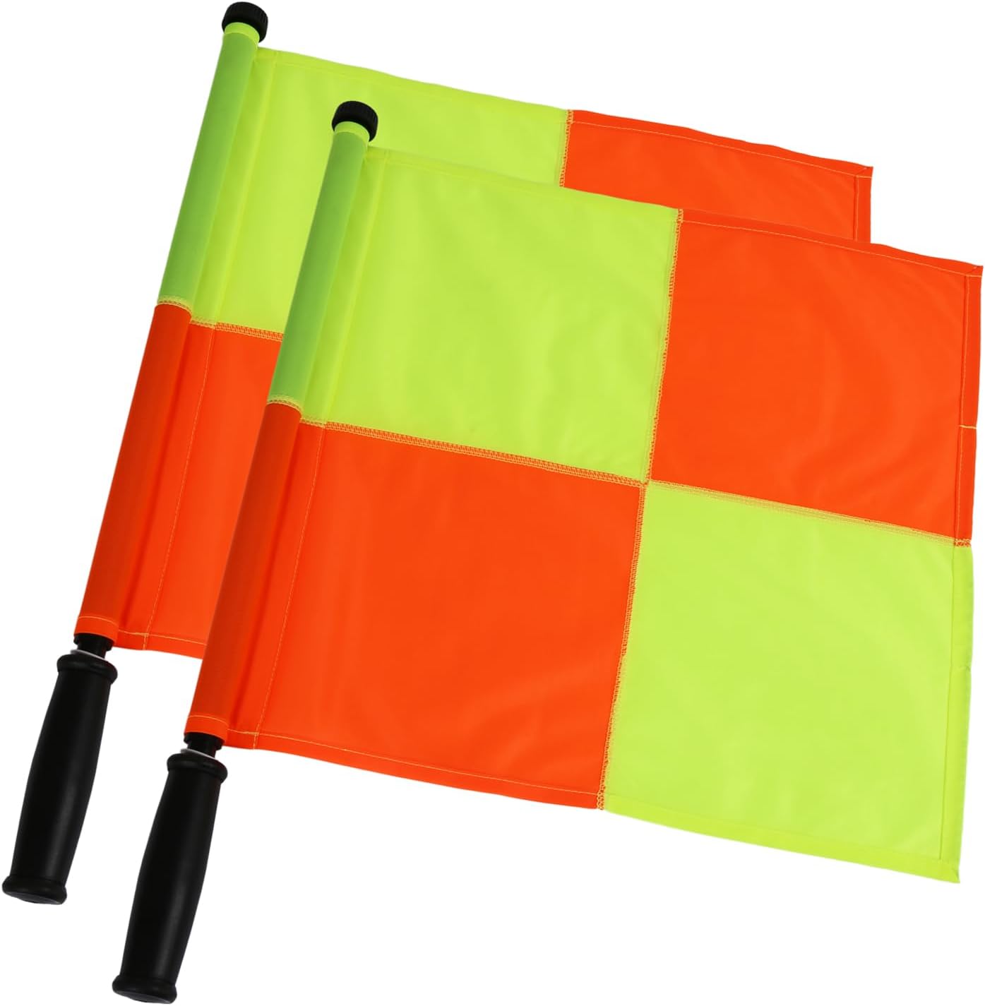 2PCS JAYO Professional Soccer Referee Flag for Official Events, Linesman Flag With PU Zipped Carrying Bag, Waterproof, Yellow and Orange Checkered Design