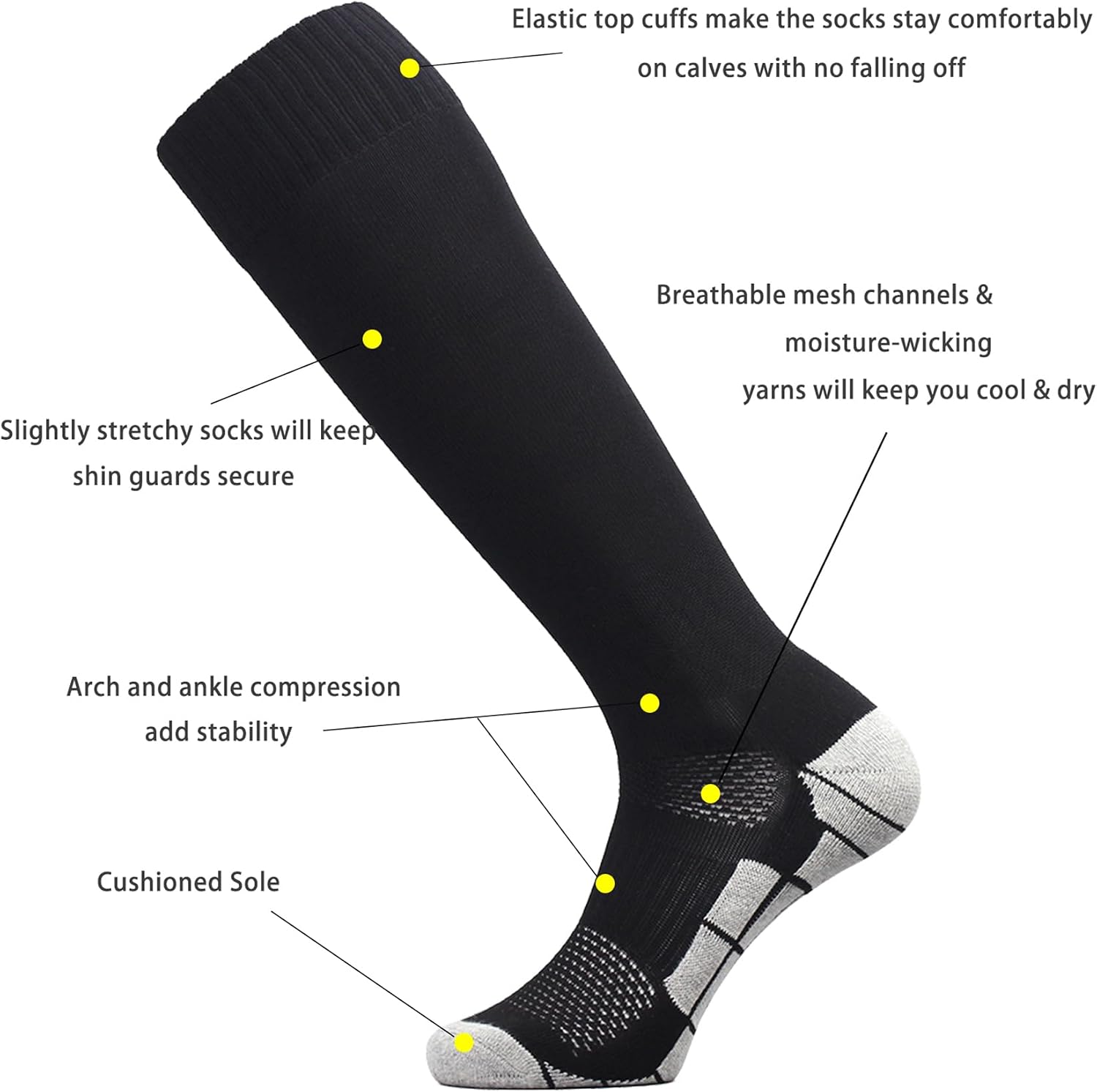 CWVLC Soccer Socks (1/3/5 pairs) Team Sport Knee High Socks for Adult Youth Kids - Image 4