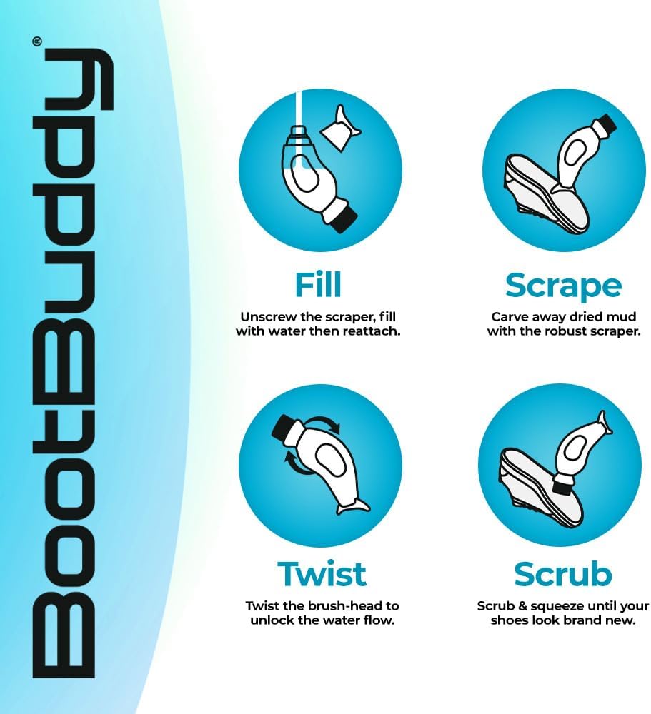 BootBuddy Cleat & Boot Cleaner Brush, Black | For Soccer Cleats, Golf Shoes, Baseball Cleats & Hiking Boots, Removes Mud, Dirt & Stains in Seconds - Image 3