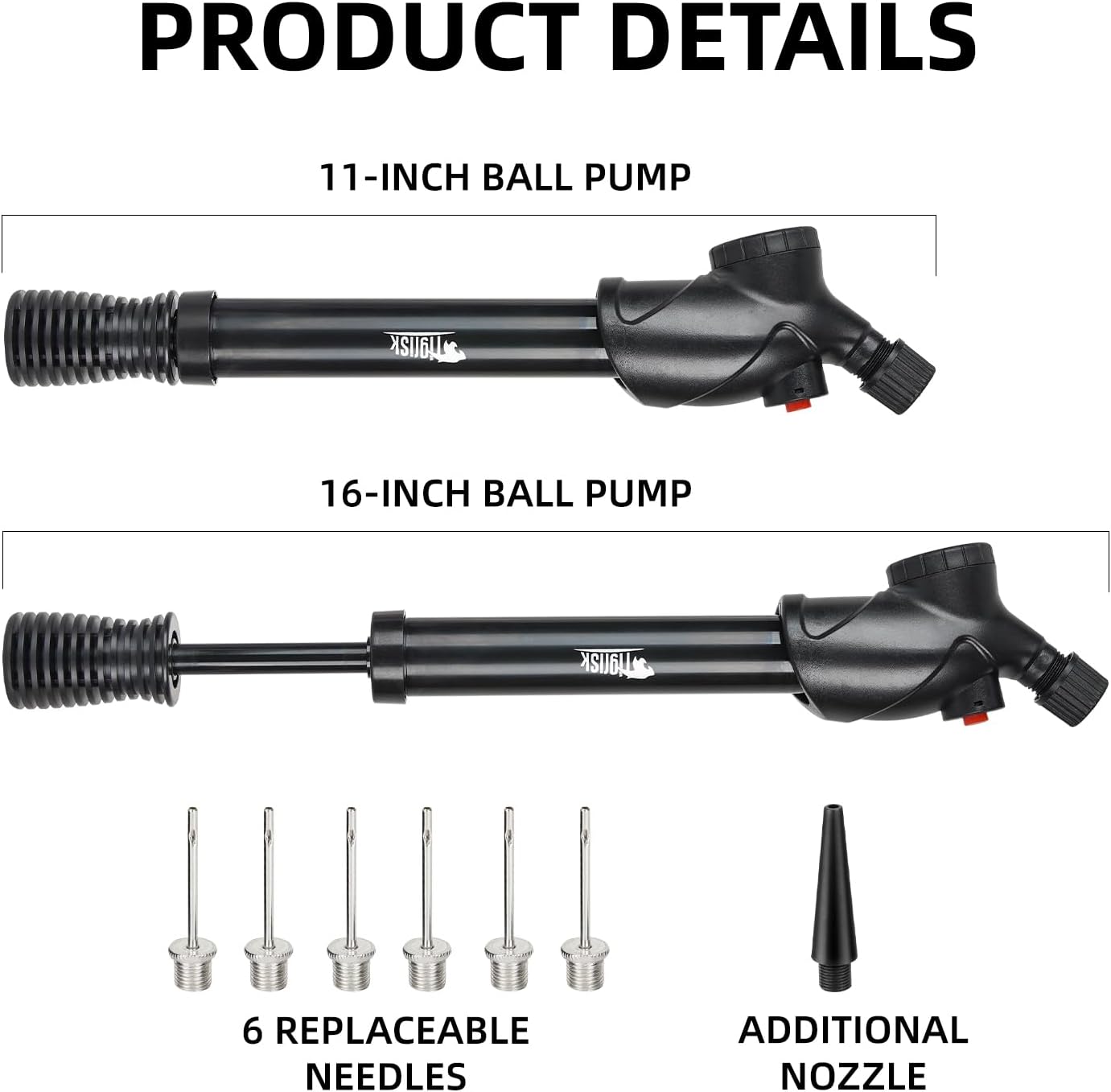 Tigrisk® Ball Pump with Pressure Gauge, Portable Sports Air Pump | Durable hand pump for inflatables. Accurate gauge helps inflate soccer ball, basketball pump and sports balls. - Image 2