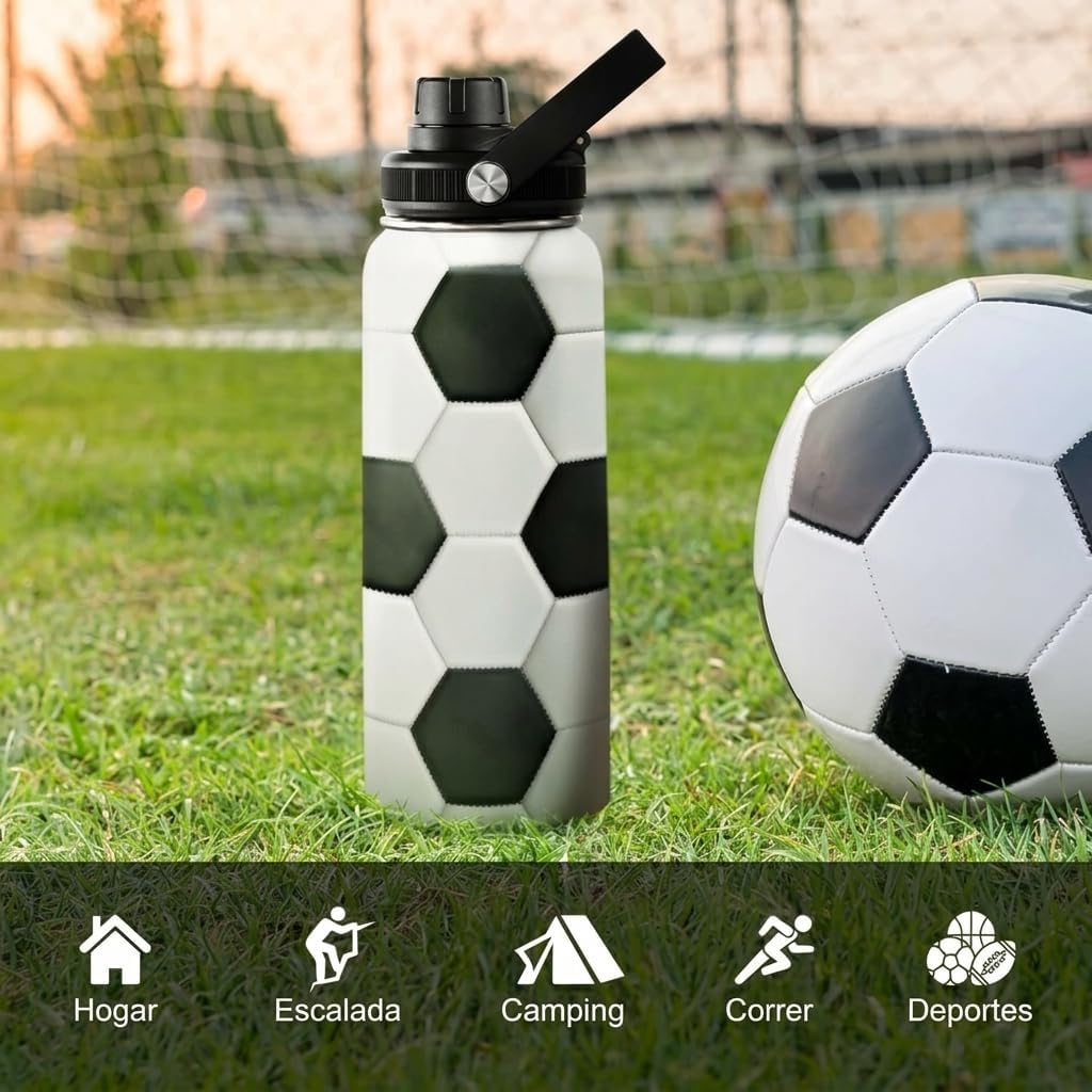 SANDJEST Soccer Water Bottle with Lid - 32oz Insulated Stainless Steel Sport Bottles - Men Soccer Player Fan Coach - Image 4