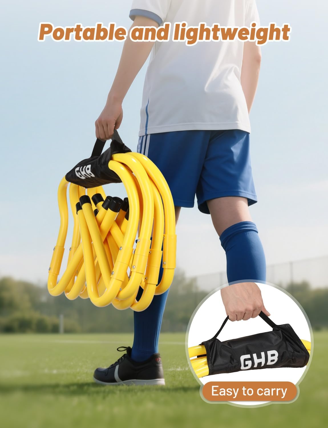 GHB Agility Hurdles Adjustable 8.3"&12.6" Speed Training Equipment Set | Foldable, Sturdy, Drill Guide &Carry Bag Included, For Amateur & Athletes, Soccer & Basketball - Image 8