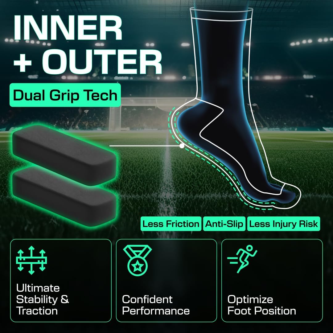 LUX Sports Thin Soccer Grip Socks for Men and Women | GripArray traction, arch compression and moisture control in a thin cleat-fit design - Image 2