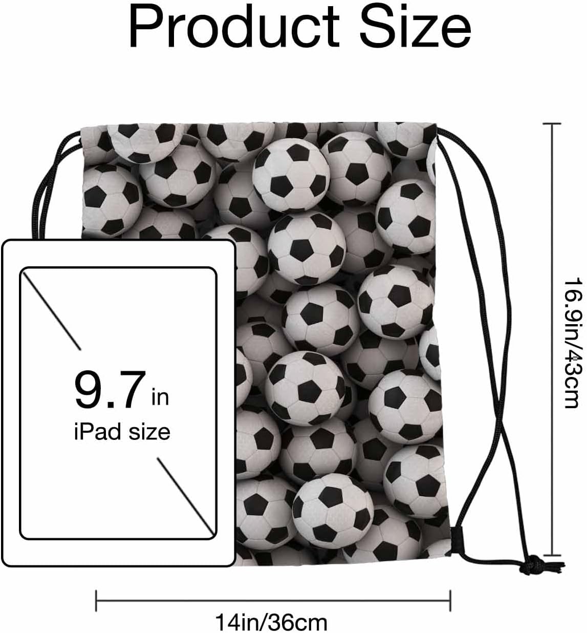 Drawstring Bag Soccer Ball Waterproof Basketball Bag Football Black White Sports Stroage Small Exercise Accessiors Water Bottle Change of Clothes Shoes Ball - Image 2