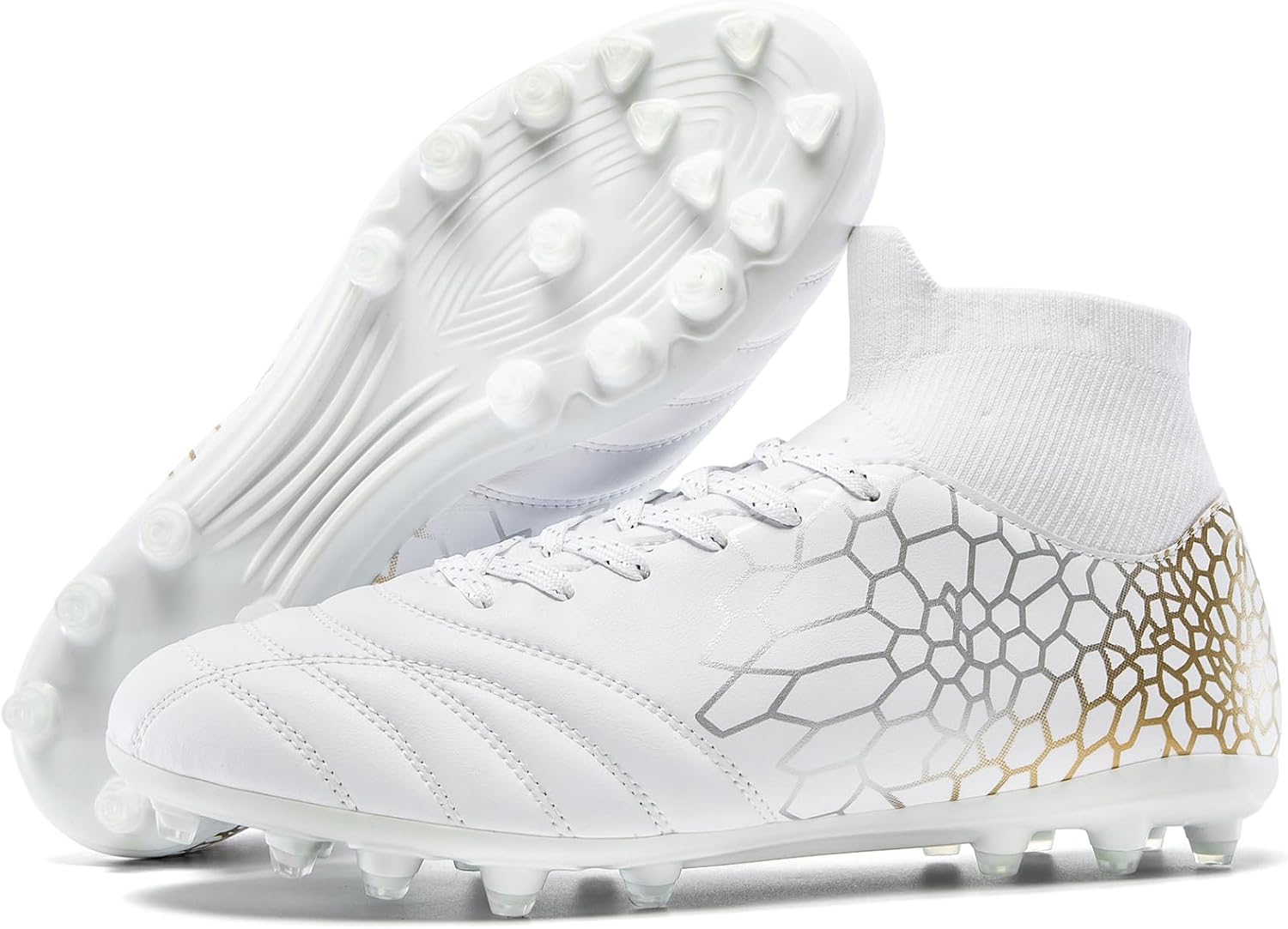 Boys Girls Soccer Cleats Youth Training Football Cleats High-top Soccer Shoes for Little/Big Kid