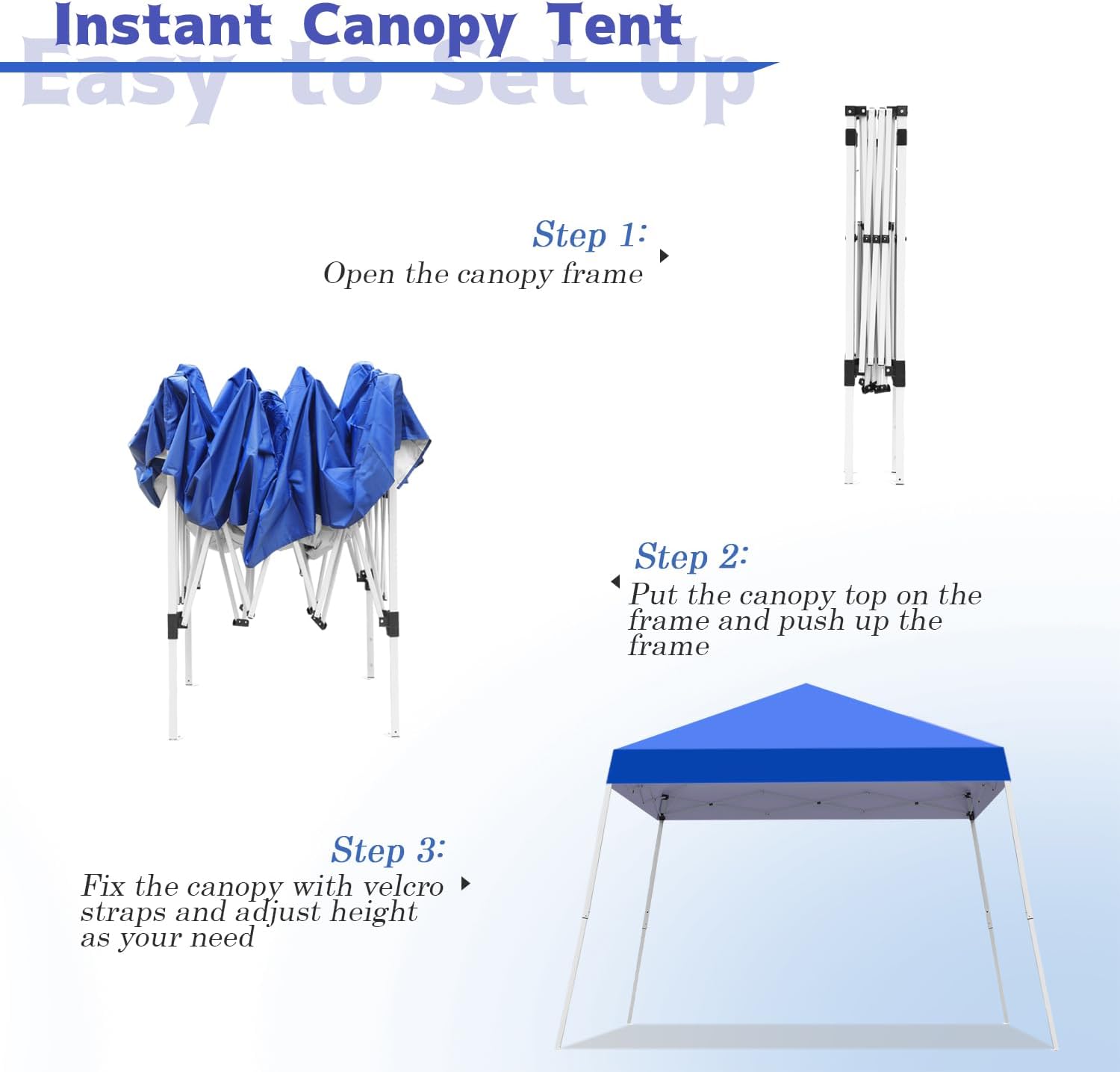10x10FT Slant Leg Pop Up Canopy Tent, Portable Outdoor Shelter | 10x10FT Base 8x8FT Top, Adjustable Heights, Instant Shelter with Carrying Bag for Patio Deck Garden and Beach - Image 3