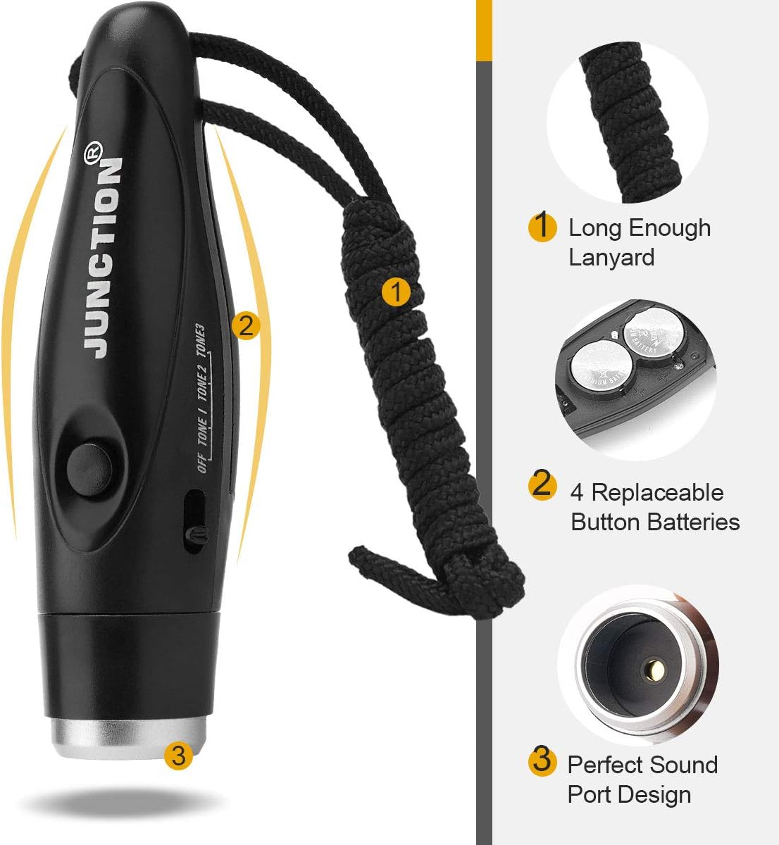 UNIWA Electronic Whistle, 3 Pack Handheld Whistle with Three Tone Distinct High Volume - Image 6