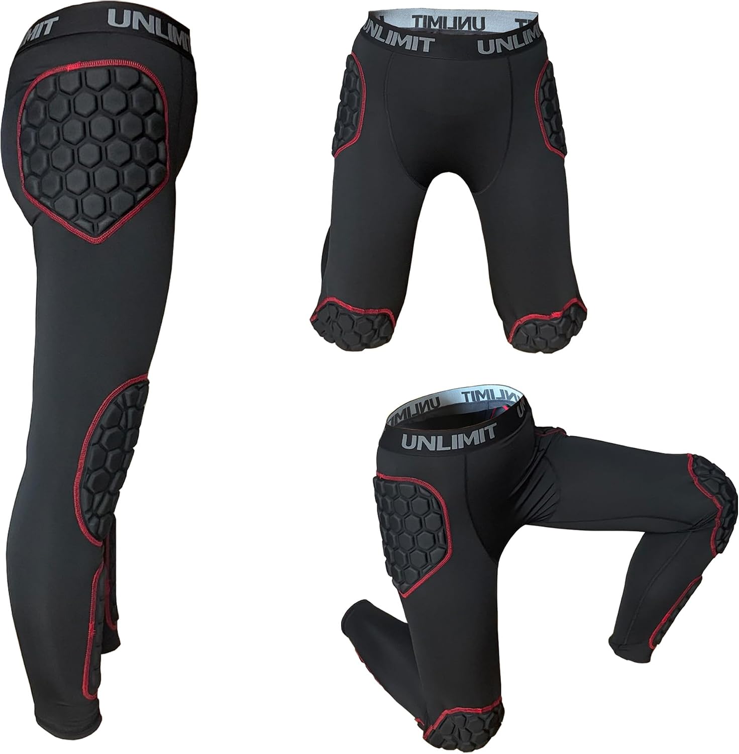 Unlimit Youth Soccer Goalie Pants with Hip, Knee & Shin Padding – Goalkeeper Compression Pants for Training & Matches - Image 4
