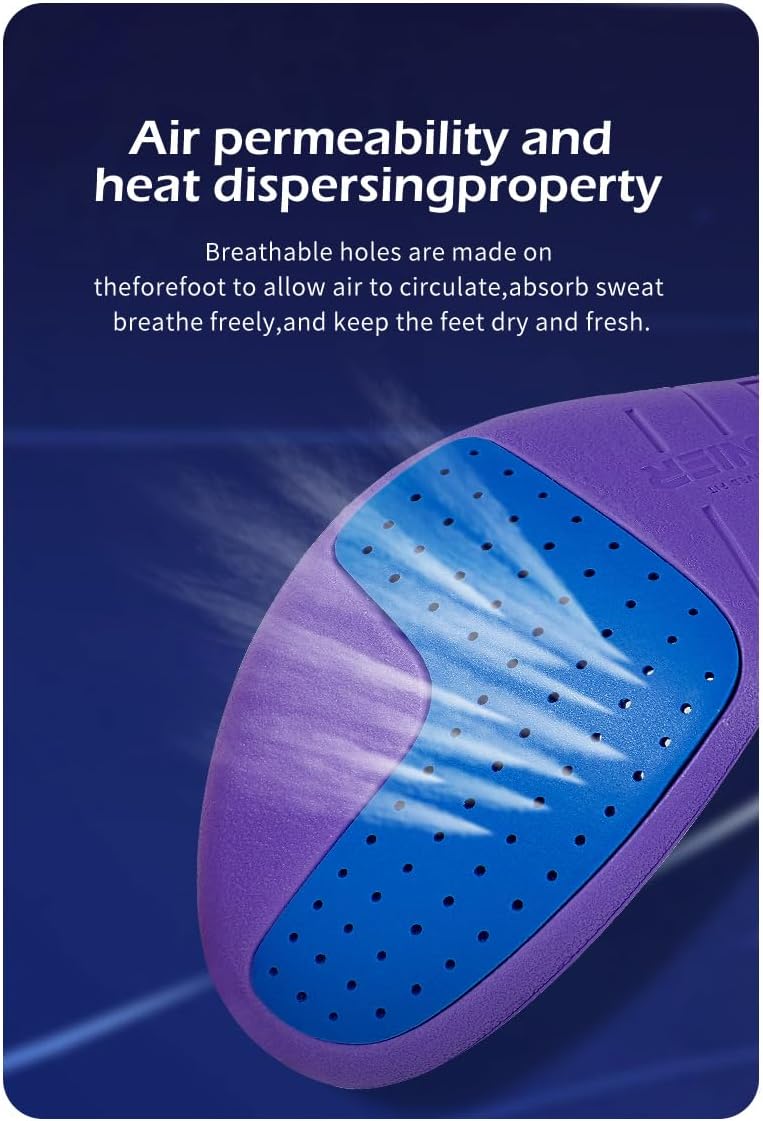 Insoles for Soccer Cleats Shock Absorption Arch Supports Anti-Slip Breathable for Men Women Boy Girl Kids-Purple (US8.5-9) - Image 9