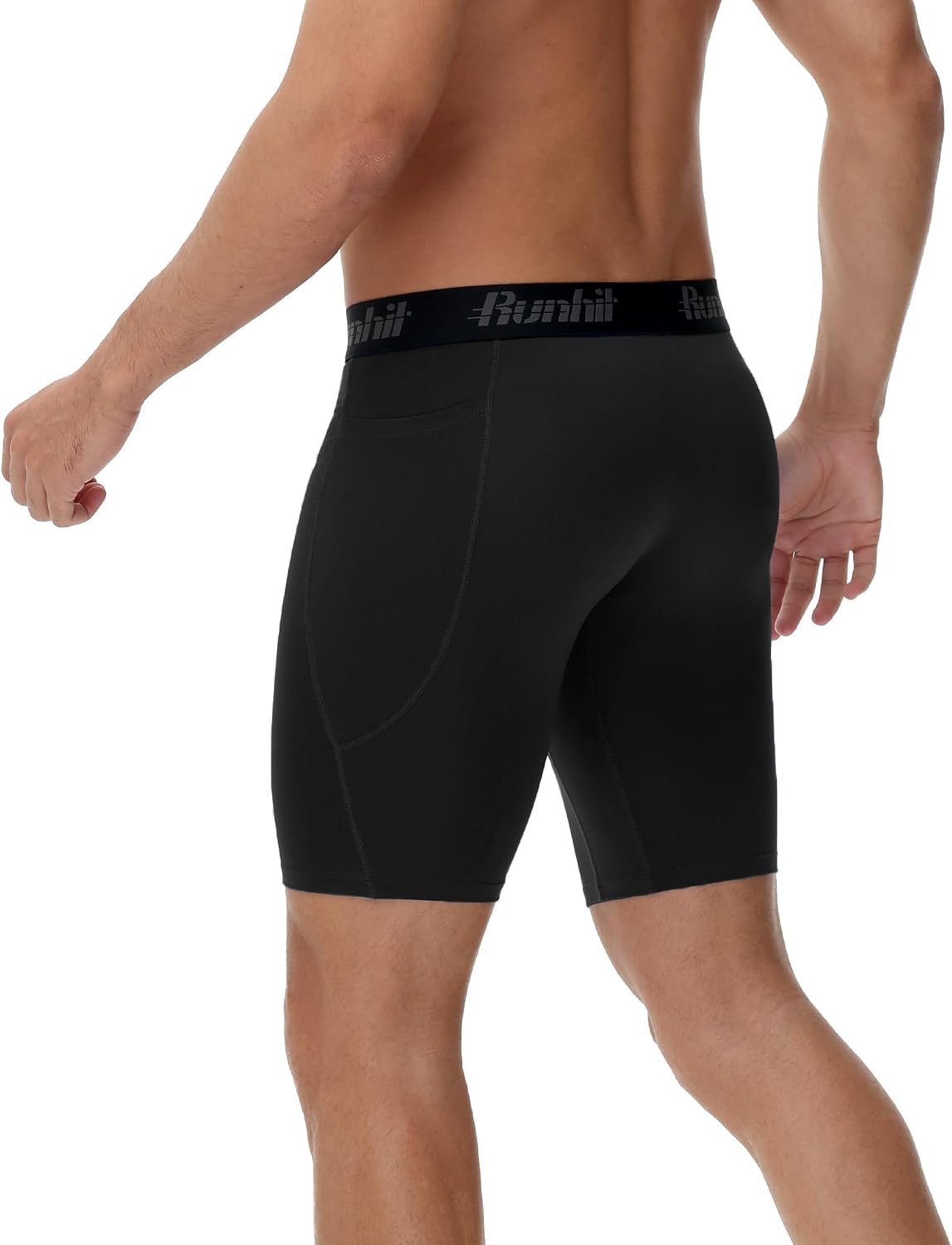 Runhit 2 Pack Mens Compression Shorts with Pockets 9" Performance Spandex Underwear Sport Athletic Workout Running Base Layer - Image 2