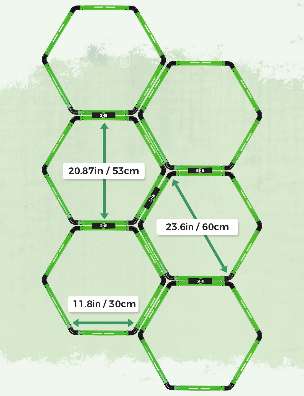 GHB Hex Agility Rings Speed Rings with Carrying Bag 6 Set Portable Hexagon Rings, Agility Ladder for Agility Footwork Training - Image 2