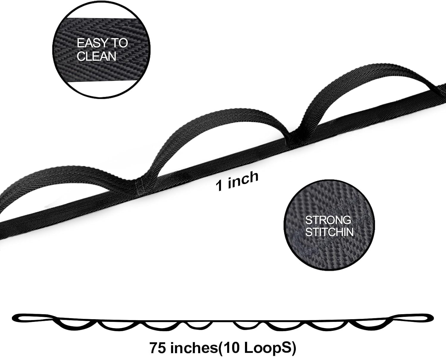 A AZURELIFE Premium Durable Stretch Straps with Loops, Stretching Strap for Physical Therapy, Multi-Loop Yoga Strap Fitness Exercise Strap for Yoga, Pilates, Dance, Flexibility&Exercise - Image 2