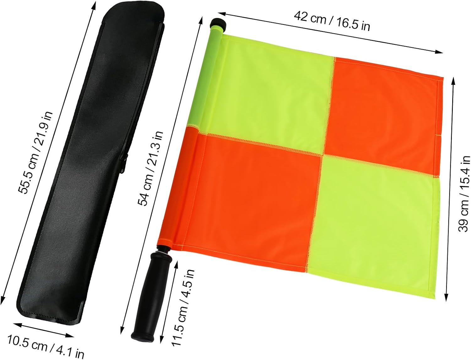 2PCS JAYO Professional Soccer Referee Flag for Official Events, Linesman Flag With PU Zipped Carrying Bag, Waterproof, Yellow and Orange Checkered Design - Image 7