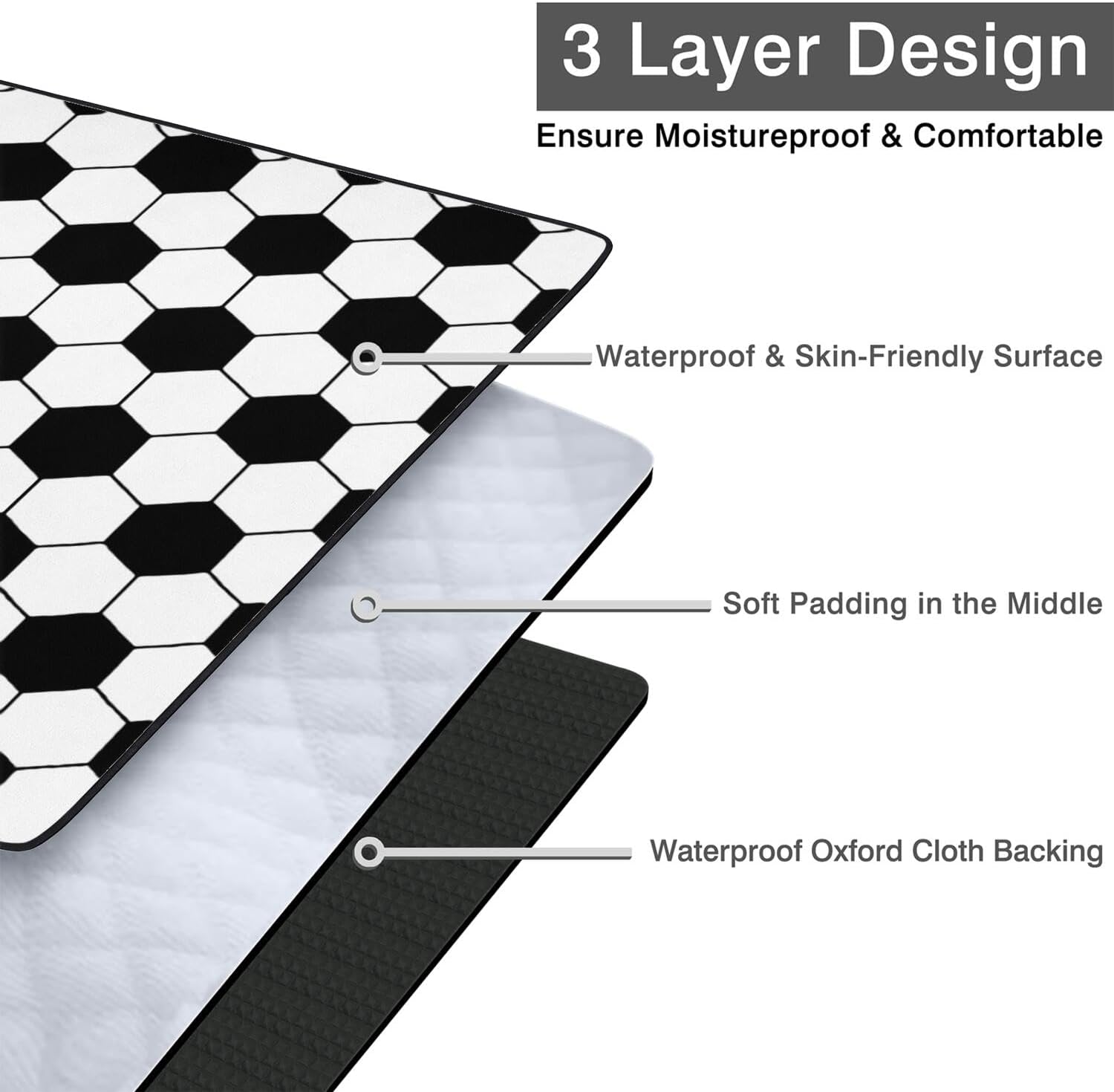 Soccer Blankets Waterproof Foldable,60''x80'' Portable Dual Layers Outdoor Travel Camping Backpacking Hiking Beach Blanket Mat for Grass Padded Lawn Park Beach,Soccer Picnic Accessories - Image 4