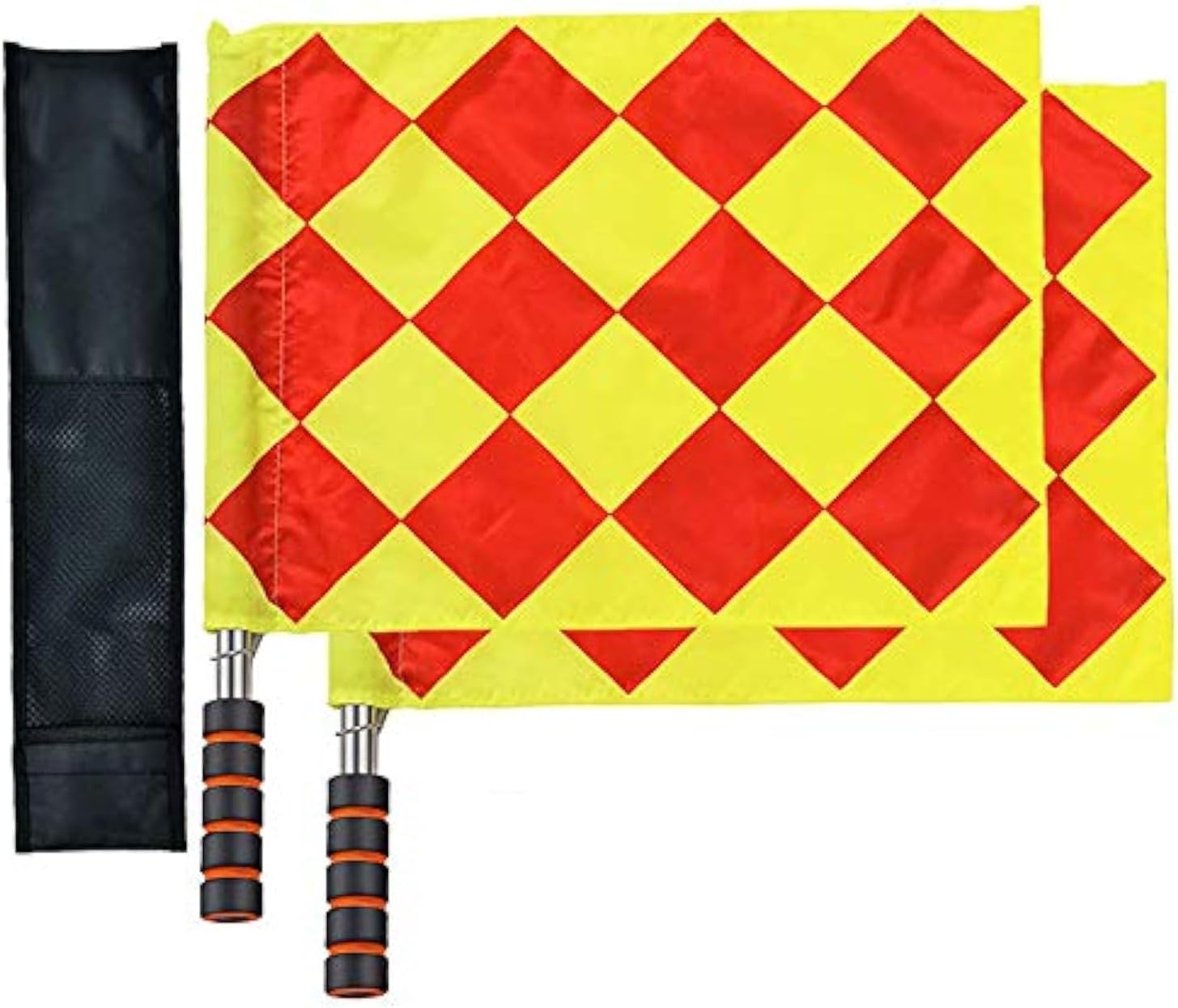 Football Soccer Linesman Referee Flags,Metal Pole Foam Handle with Carrying Tote (Soccer Referee Flags)