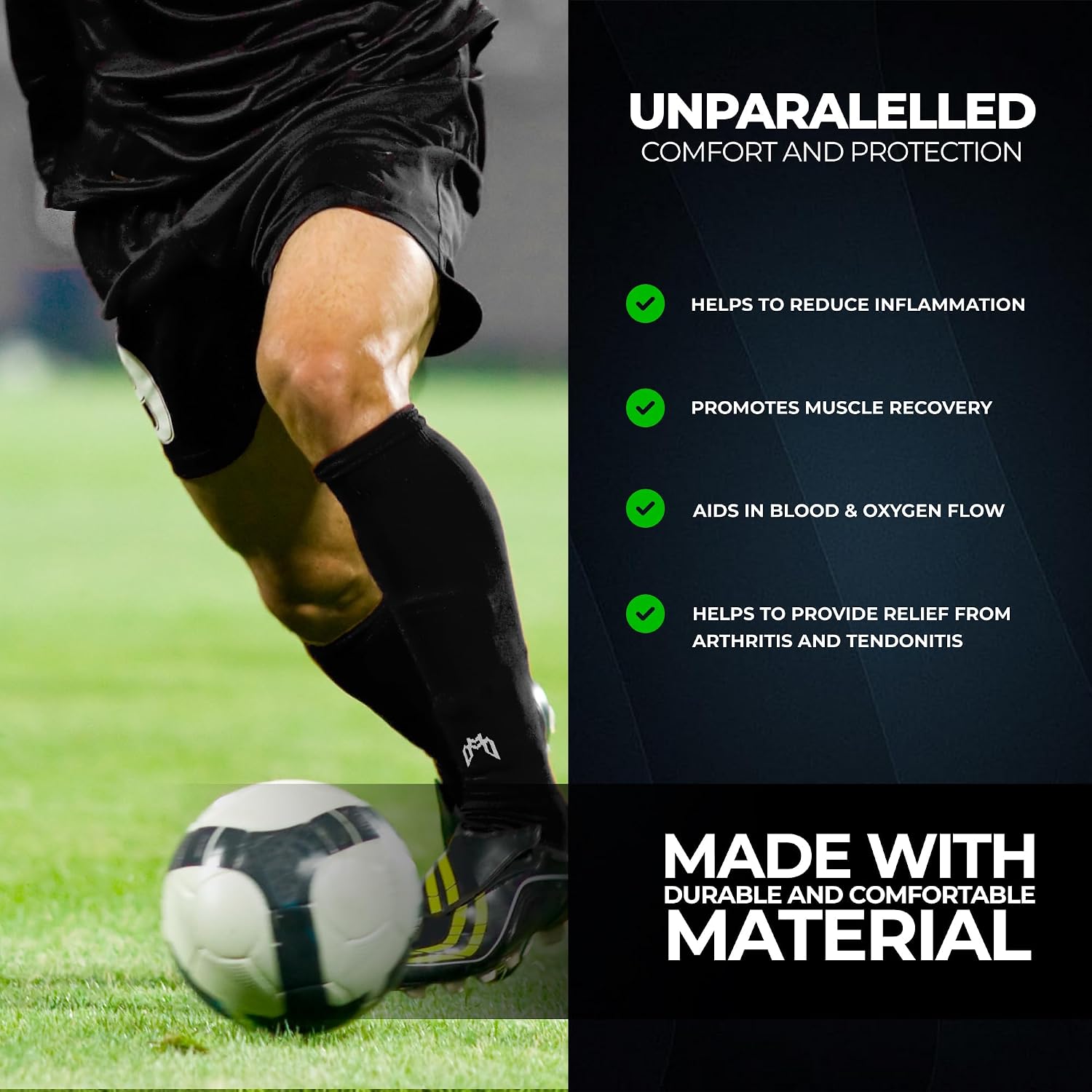 Pre Cut Soccer Sock Sleeves, Companion for Soccer Grip Socks, Securely Holds Shin Guards, Compression Leg Warmer - Image 7